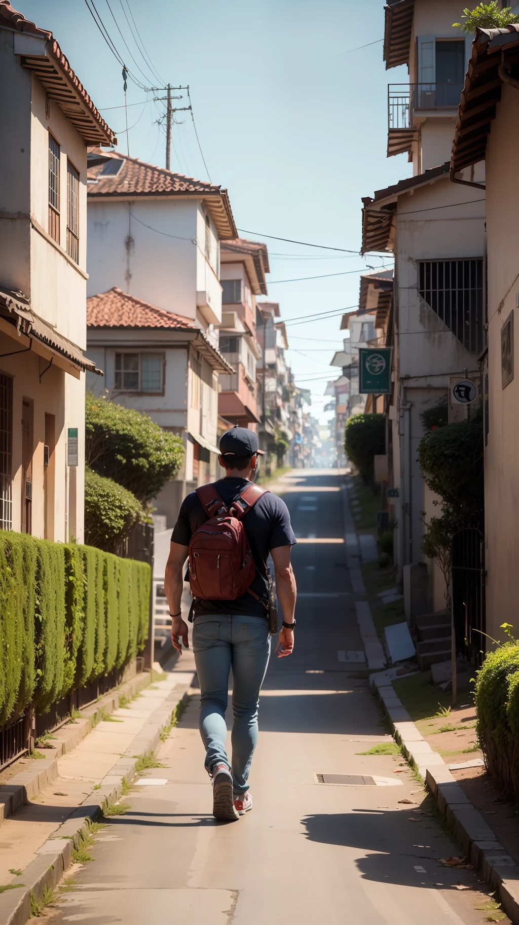 (Melhor qualidade, 8k, masterpiece) um homem solitario andando em uma estrada sozinho