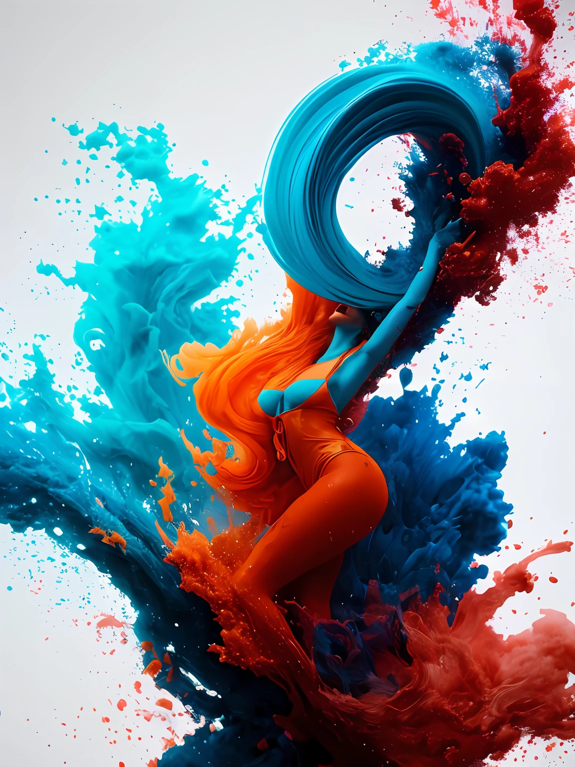 Alberto seveso art, dancing sillhouette, water ink, ink water, ink cloud, alberto seveso art, loose painting style, intricate detail, cinematic lighting, octane render, 8k render, volumetric lighting