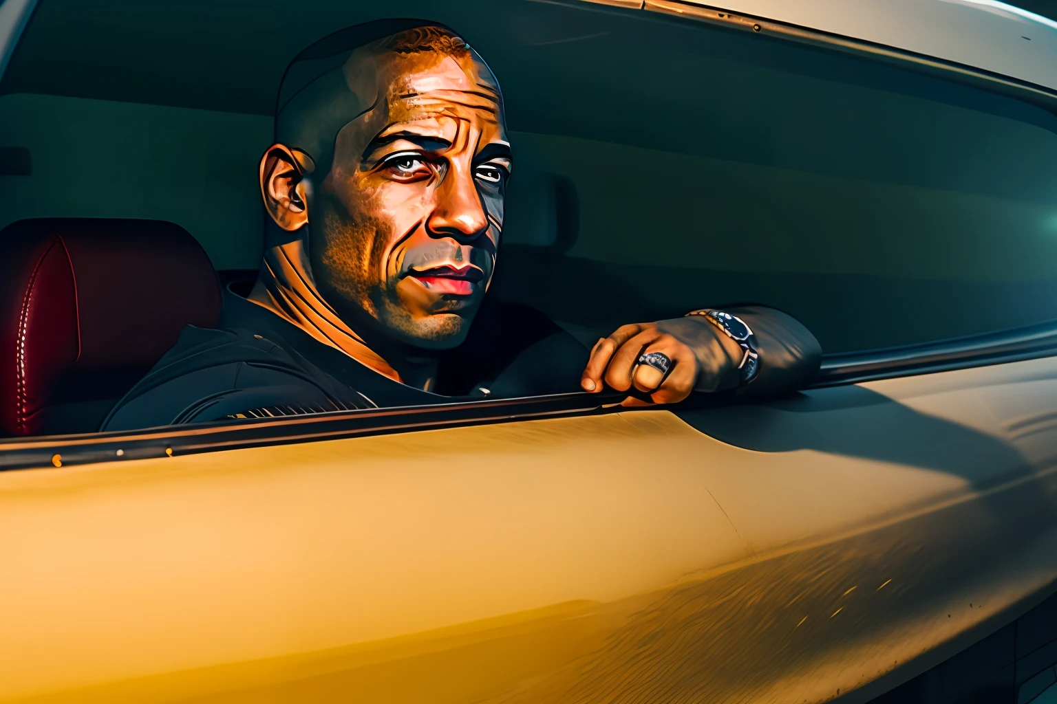 Ator vin diesel em um carro