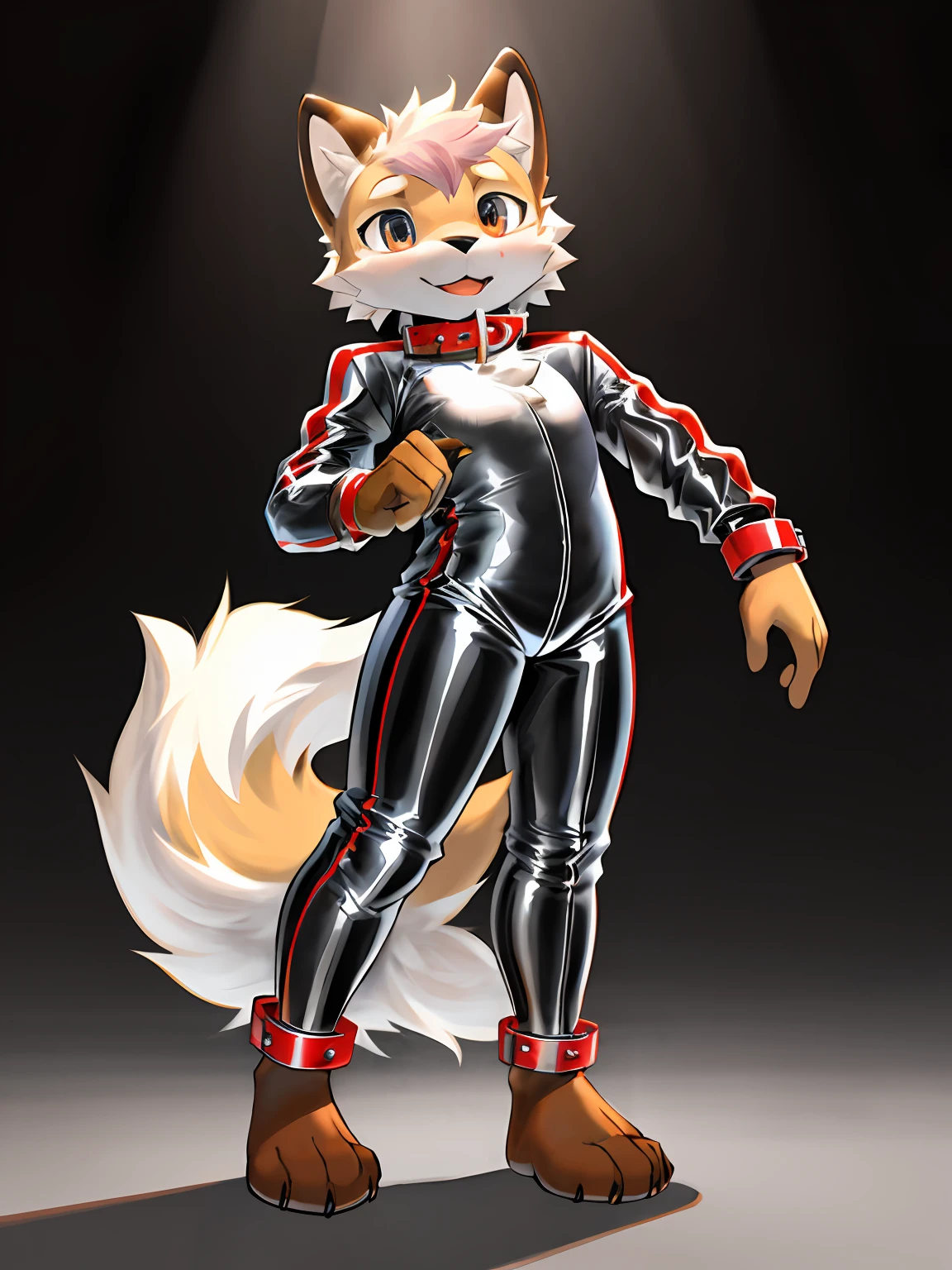 Wear clothing all over，Latex set，fursuit!!!,furry character，Highly detailed full body，Full body detailed，detailed full body，SFW version，full body picture，full body portrait of a short！，Fluffy fluffy，SFW，full body mascot，furry body，Complete pose，Latex clothing，Restraint collar