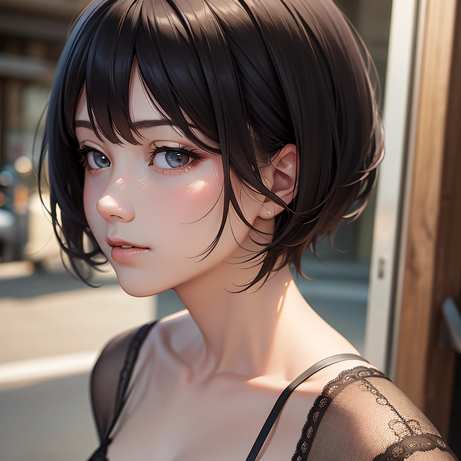 (masterpiece:1.3), (8k, photorealistic, RAW photo, best quality: 1.4), (1girl), beautiful face, (realistic face), (black hair, short hair:1.3), Nice hairstyle,Realistic Eyes,Nice detail eyes,(Realistic Skin),Beautiful Skin,(Lingerie),Ridiculous,attractive,Ultra high Resolution,an ultra realistic,RAWExtremely detailed,golden proportions,full body photos