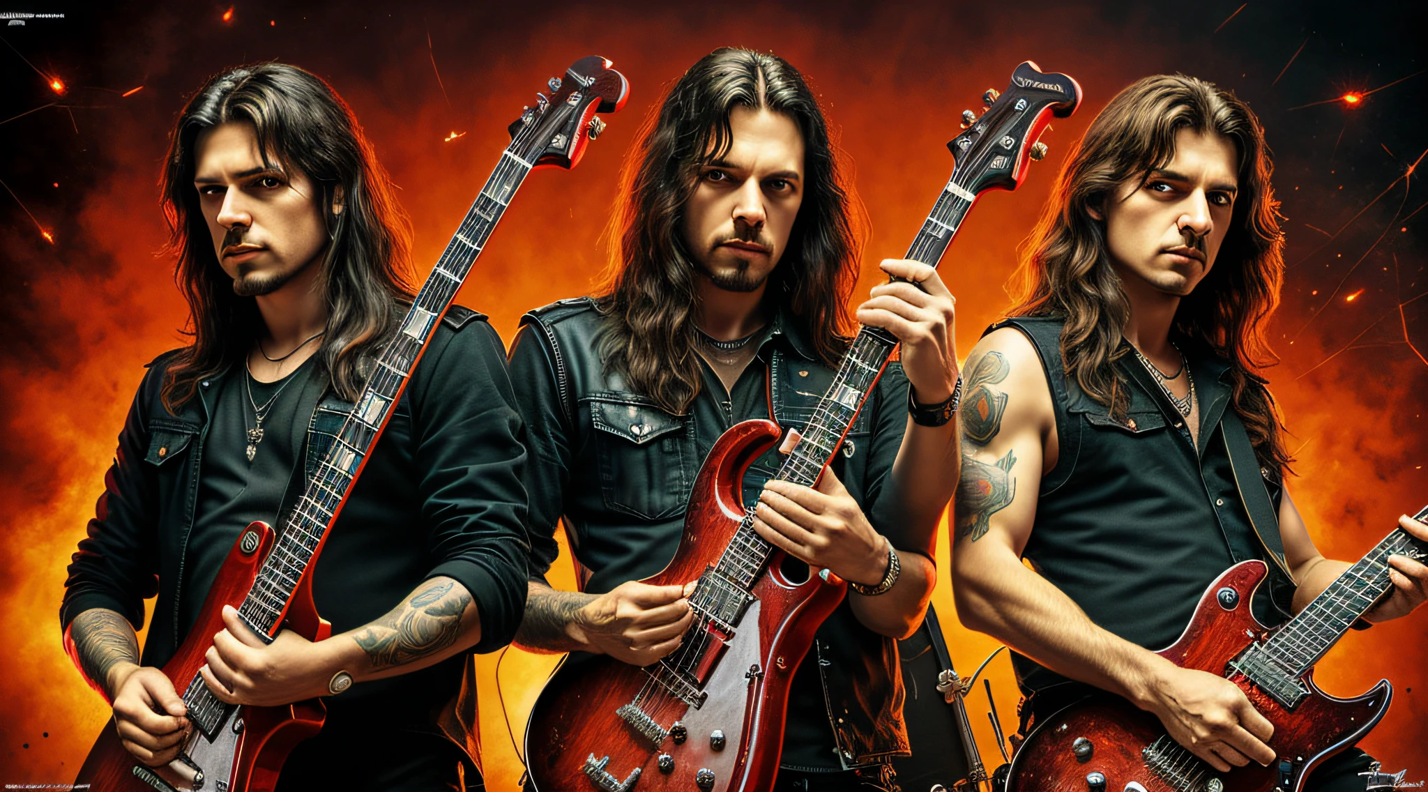 a group of men standing next to each other in front of a red background, Metallica, sol ofuscante, luz esquerda, donzela, Megadeth, Donzela de Ferro, Borda a Borda, mestre de fantoches, Foto promocional da banda de rock pesado, desconhecido, Caparison, red lighting on their faces, bigorna, drew struzan tomasz alen kopera, estrela do rock, menacing