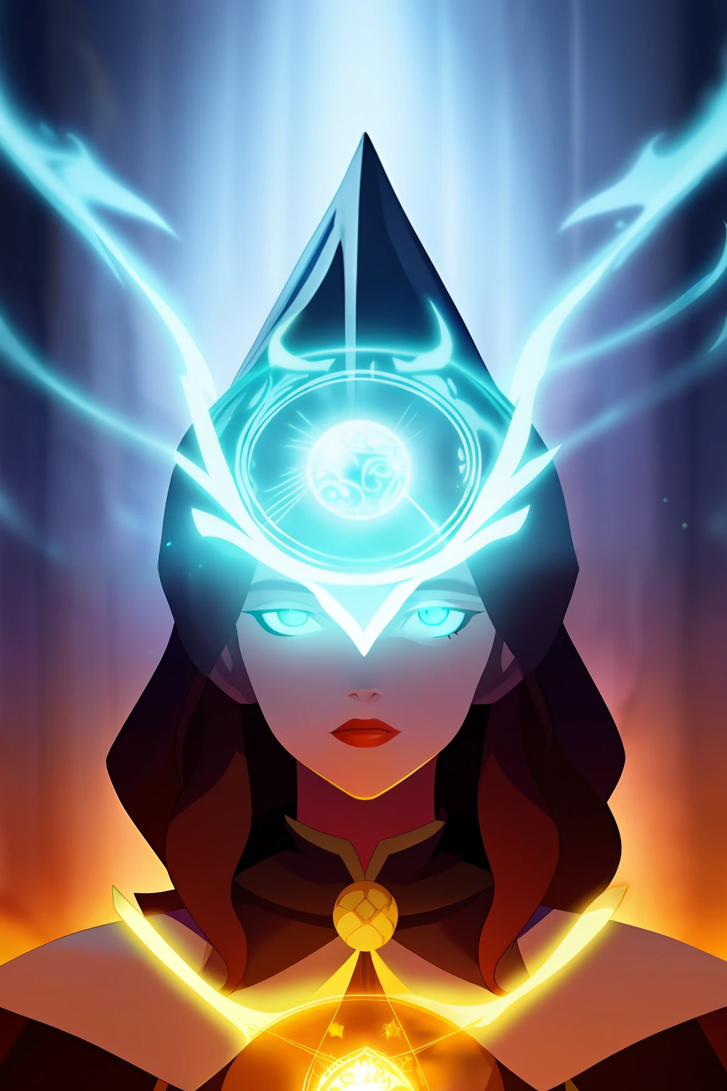 a woman with a blue cape holding a glowing ball, female mage, portrait of a female mage, female mage conjuring a spell, female mage!, epic mage girl character, mage, fantasy card game art, graphic artist magali villeneuve, portrait of a mage, sorceress, fantasy mage, beautiful sorceress, a beautiful sorceress