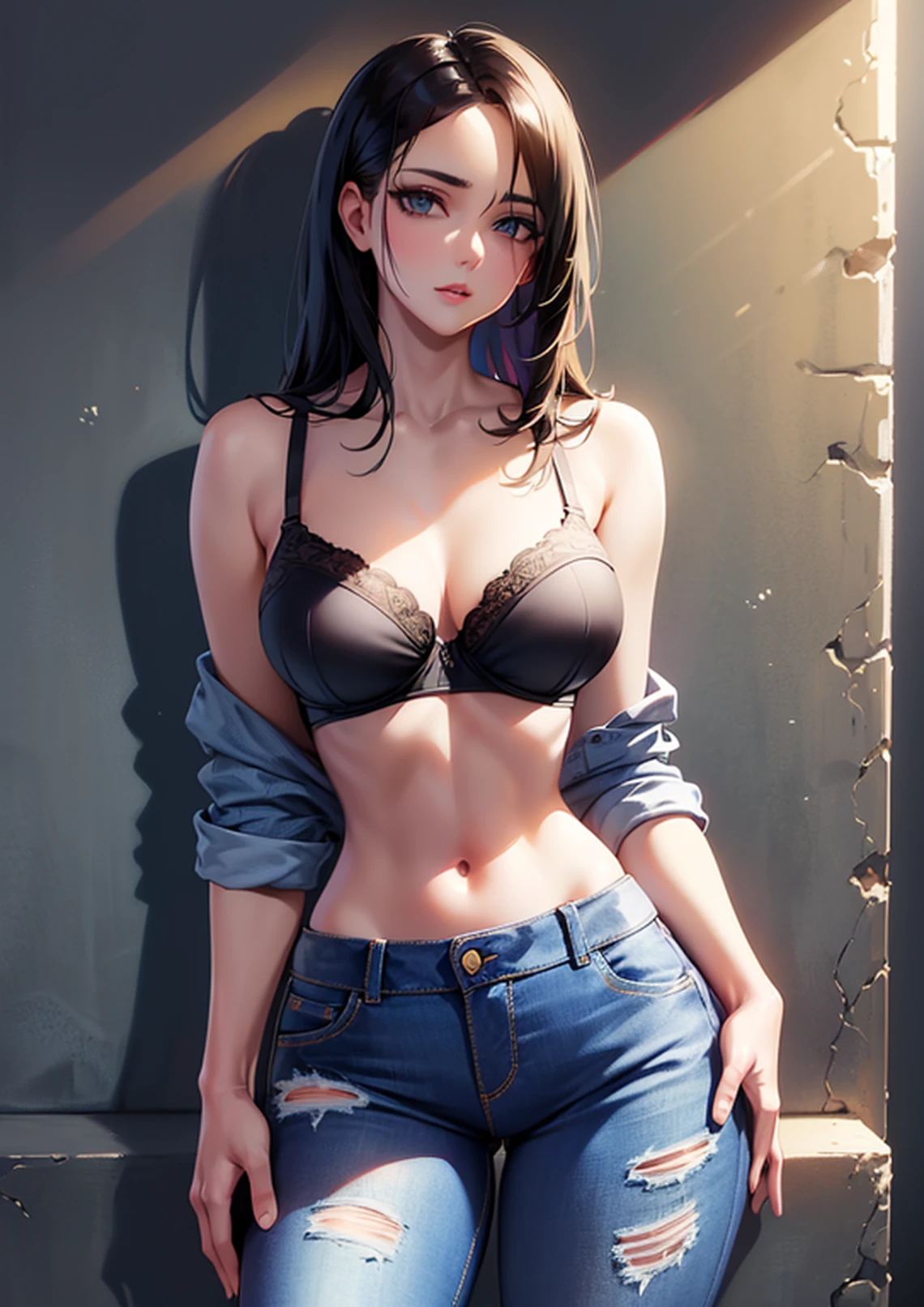 arafed asian woman in a purple bra top posing for a picture, ai yazawa, sui ishida, Nara Yoshitomo, realistic young gravure idol, ayami, young pretty gravure idol