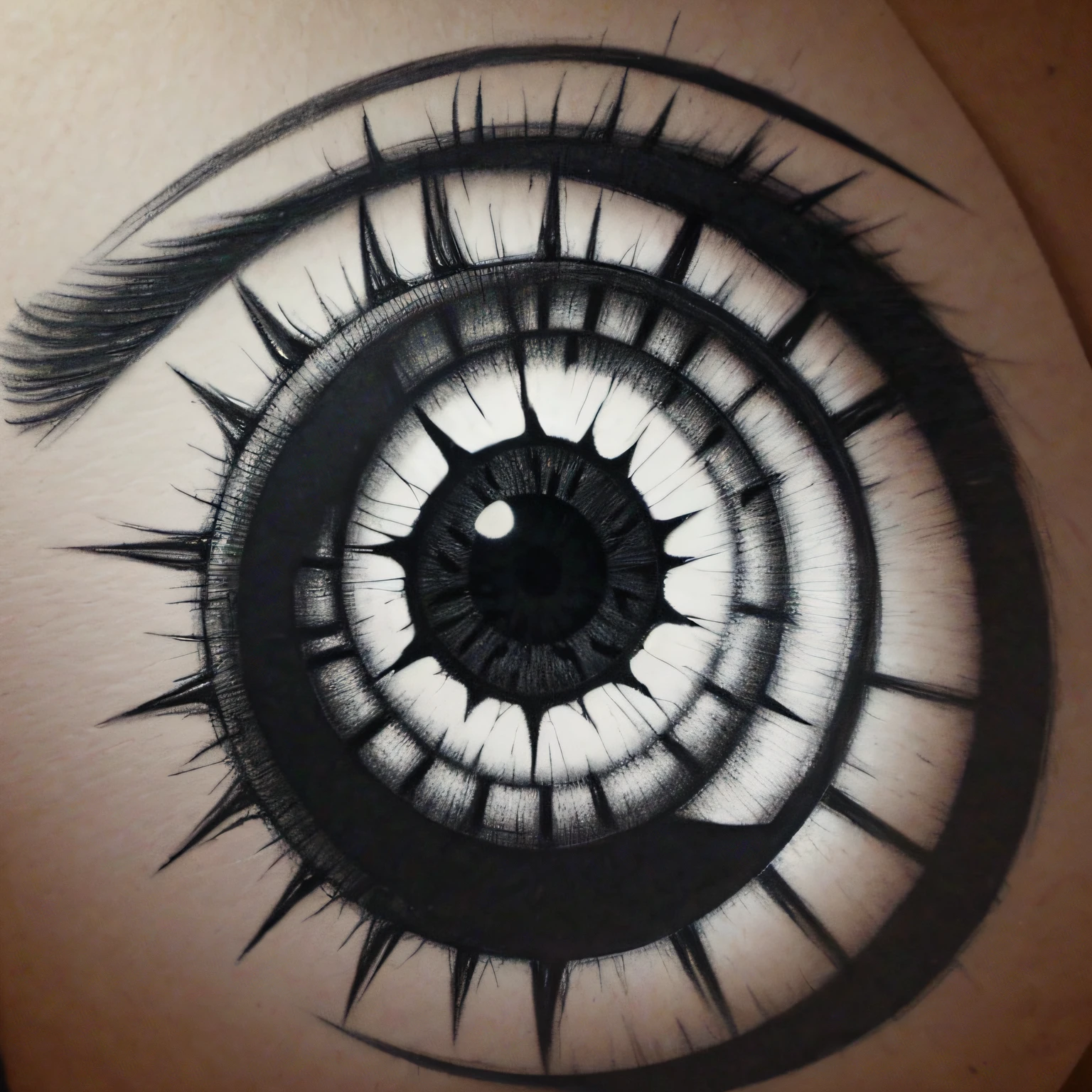 charcoal silhouette of a biomechanical EYE --auto