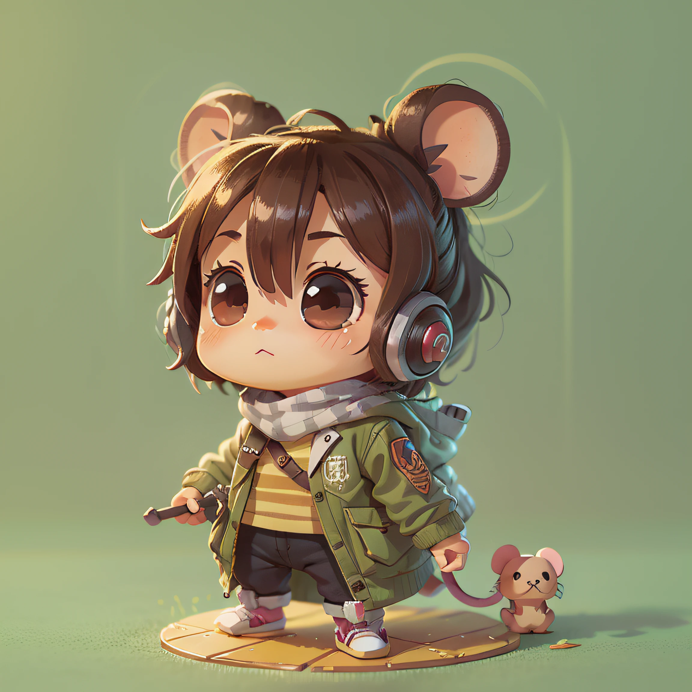 chibi, mouse, cute, rogue, bigbadejo, full body, masterpiece, 3D Rendering, Best Quality, Lots of Detail, (plain background), vinyl toy figurine