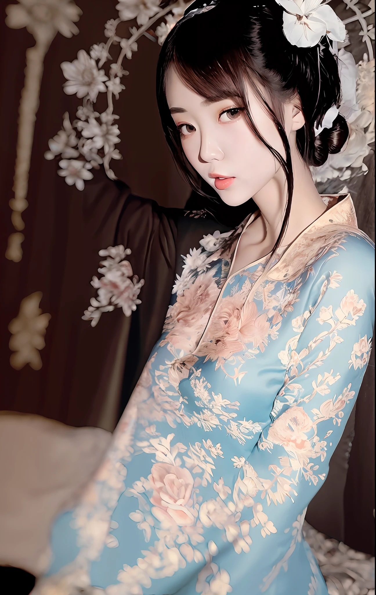 best quality ,masterpiece, illustration, an extremely delicate and beautiful, extremely detailed ,CG ,unity ,8k wallpaper, Amazing, finely detail, masterpiece,best quality,official art,extremely detailed CG unity 8k wallpaper,absurdres, incredibly absurdres, huge filesize , ultra-detailed, highres, extremely detailed,beautiful detailed girl, extremely detailed eyes and face, beautiful detailed eyes,light on face,(Hanfu:1.1),1girl