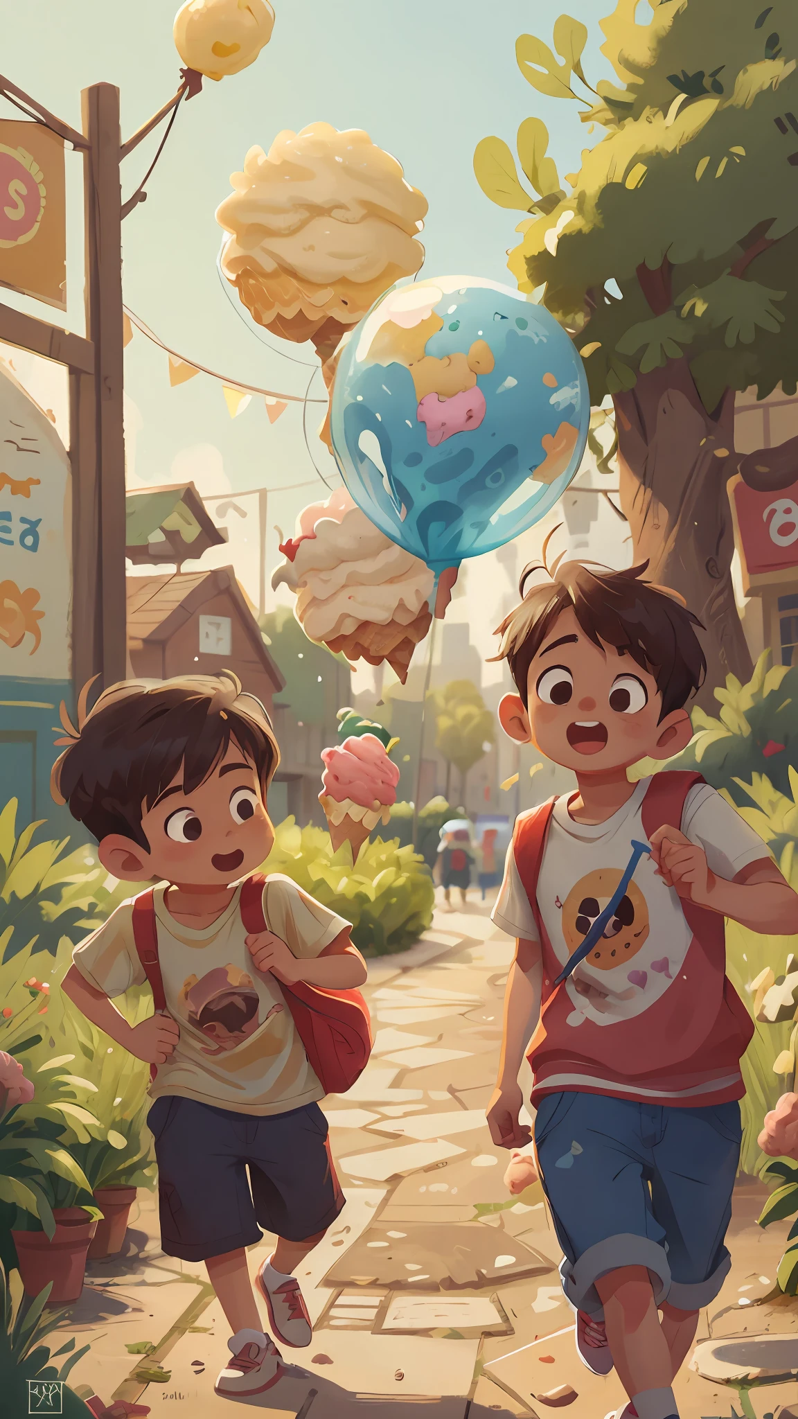 Boys with ice cream in hand