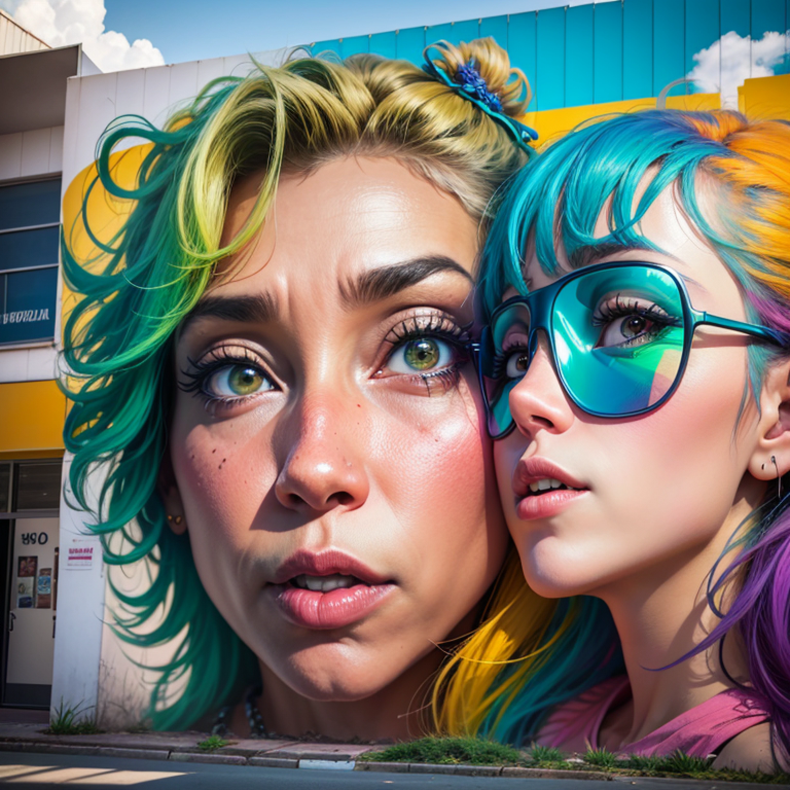 "Crie uma imagem mostrando artistas de rua colorindo e transformando os muros da cidade com sua arte. Destaque a diversidade e criatividade presentes na cultura de rua."