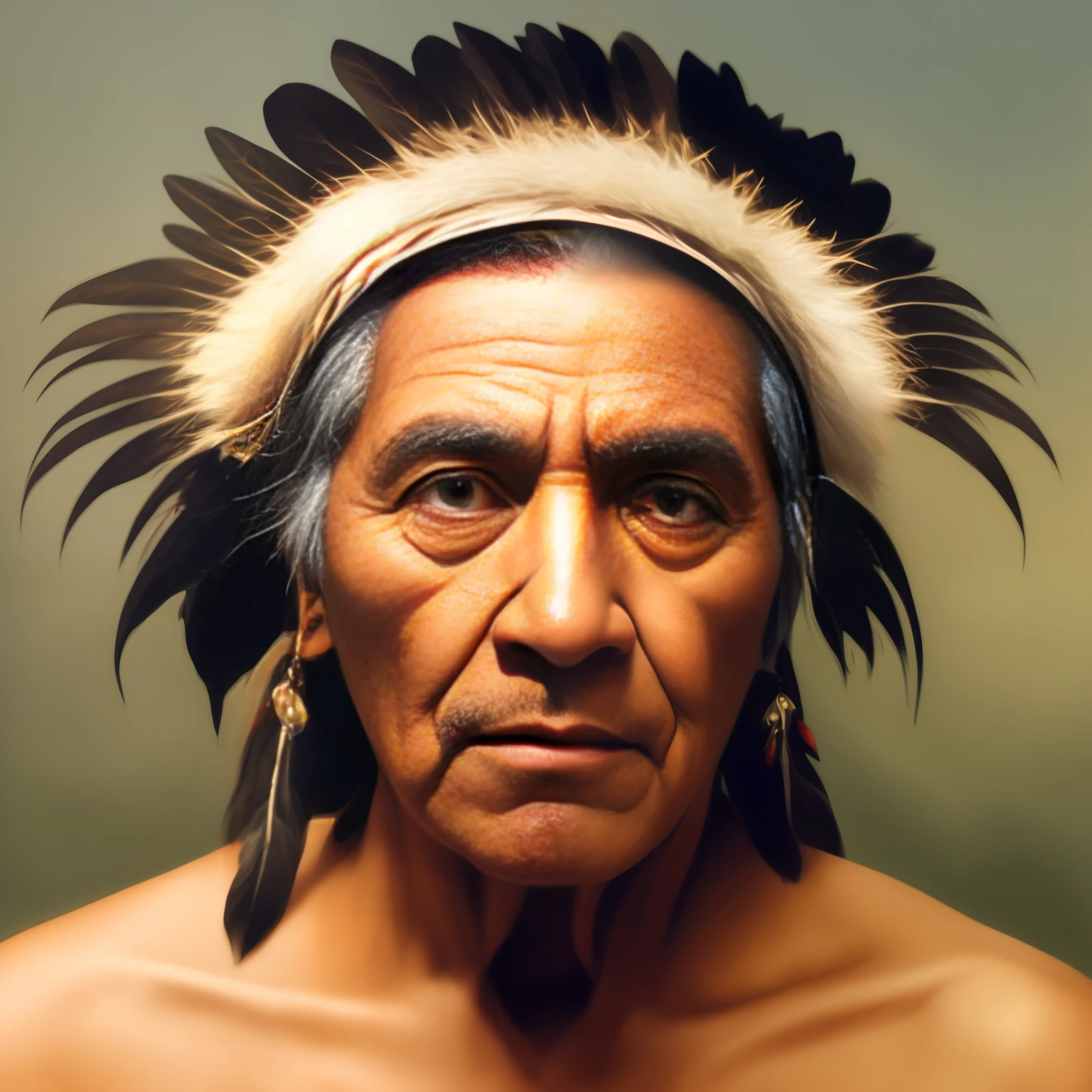 arafed man with a feather headdress and a serious look, Nativo americano, indigenous man, nuvem vermelha, Guerreiro nativo americano, Arte nativa americana, Guerreiro foto RAW, melhor qualidade: 1.4), (1girl), rosto lindo, (rosto realista), (cabelo preto, cabelo curto: 1.3), penteado lindo, olhos realistas, belos detalhes olhos, (pele realista), pele bonita, (sweater), absurdos, atrativos, ultra alta-nada, ultra realista, altamente detalhado, Indian Golden Ratio, Um guerreiro nativo americano, indigenous, oil painting photo real, american indian headdress, incredible art, retrato cerimonial, pintura altamente detalhada de antigos, realistic oil painting, Retrato de um velho,