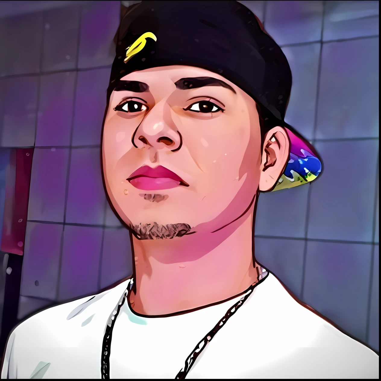 a close up of a man with a hat and a necklace, digital art. @mariomaniacdude, nft portrait, andres rios, tony sandoval. 8 k realistic, [ digital art ]!!, realism artstyle, zigor samaniego style, digital art!!, cartoon artstyle, inspired by Randy Vargas, digital art picture, victor maristane