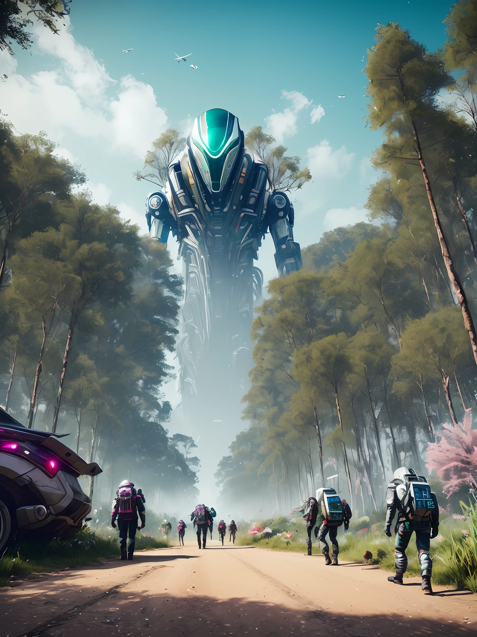 discostyle A very realistic depiction of alien beings we encounter in the dream state, mas esquecemos quando acordamos (((((baixo contraste)))) ,rifstyle masterpiece, (melhor qualidade), (ultra-detalhado), (ultrarrealista:1.2), paisagem, sci-fi, transistorpunk, cyberpunk, biopunk, ((floresta futura)), hr 4k