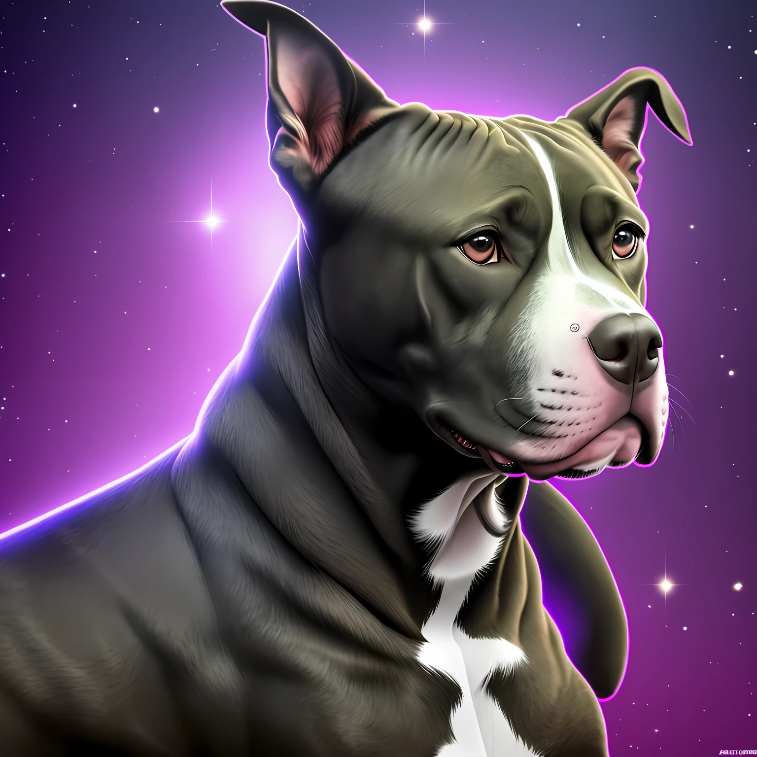 pitbul viajando na galaxia,realista,4k