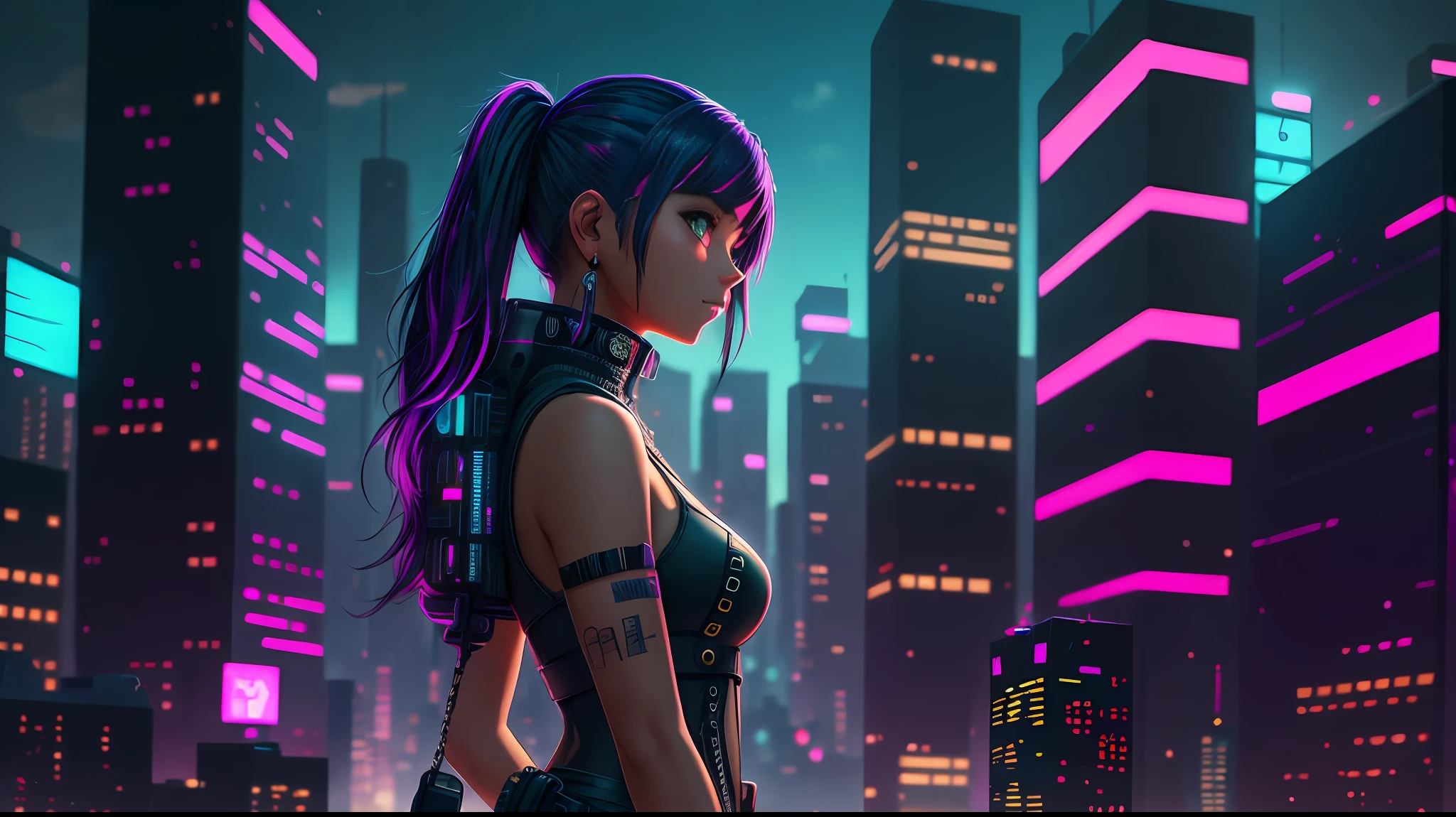 anime girl in a black top standing in a city street, anime style. 8k, fanart menina urbana, digital anime illustration, anime style 4 k, arte digital do anime cyberpunk, arte digital estilo anime, elogiar artstyle, anime style illustration, menina lofi, Art not Guweiz style, cyberpunk digital | | | | - arte de anime, em estilo anime anime anos 80 --auto