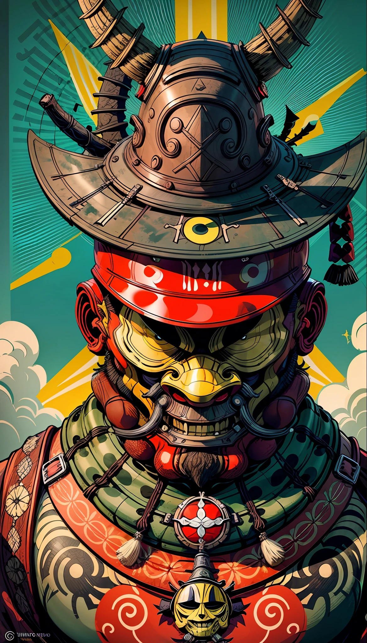 CHAPULIN COLORADO 0mib mask style, illustrator, masterpiece, high quality, 8k, high resolution, high detail, Japanese, samurai