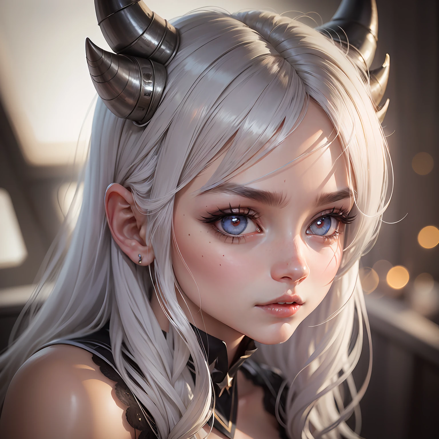 Master peace、、sthe highest qualit、(((Realstic、pfotorealistic:1.37)))、8k、an extremely delicate and beautiful、Splendid、Official art with attention to detail、Ridiculous、Incredibly ridiculous、Huge File Size、Super Detailed、extremely detail、(Beautiful Detailed Girl)、highly detailed eyes and faces、Beautiful Detailed Eyes、Light on the face、nsfw、(1人の女の子)、Watch your audience、(perfect women figure)、A slim waist、(Korean beauty）、all body、big Chest、Standing, ((Cute little devil)), abdomen, With bangs, Feminine look 、Grinning、