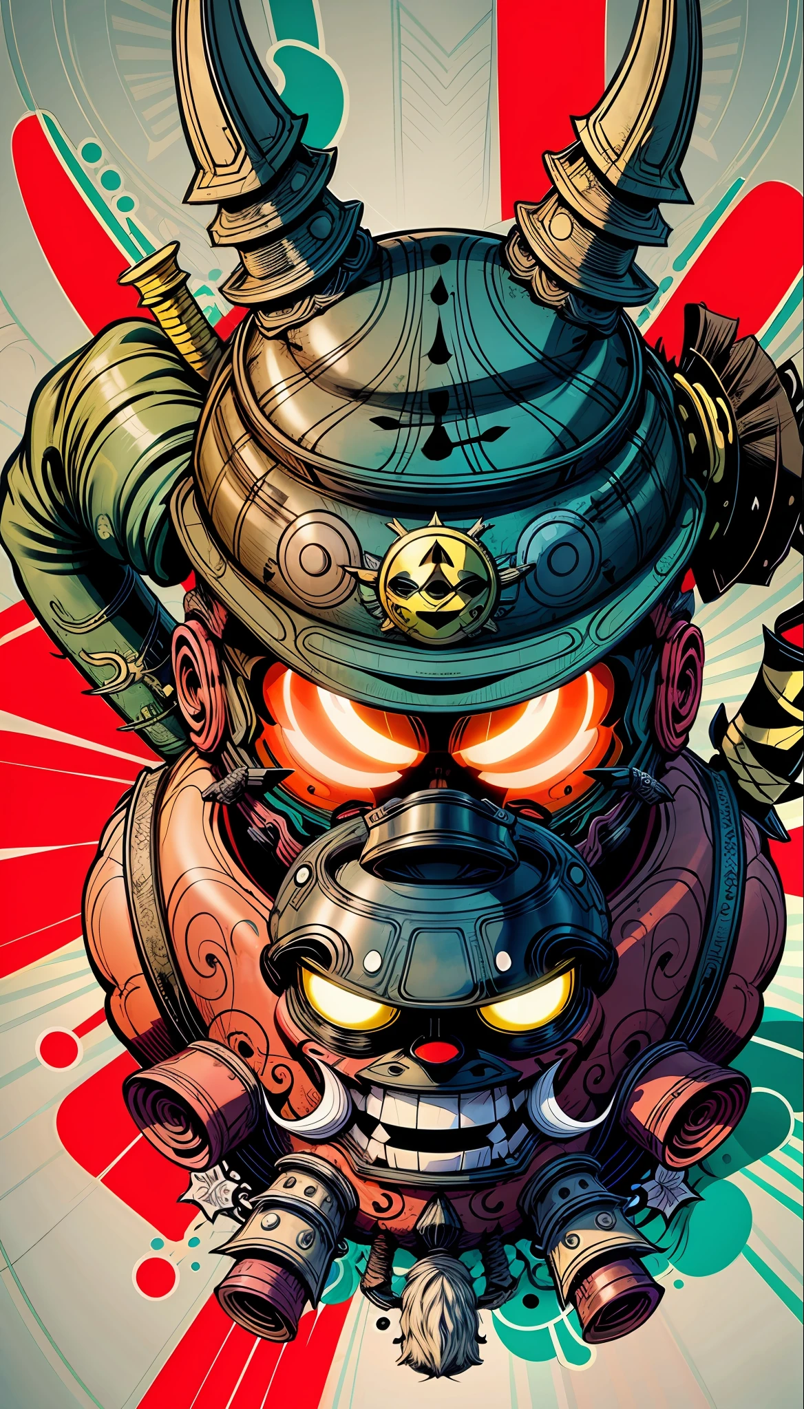 CHAPULIN COLORADO 0mib mask style, illustrator, masterpiece, high quality, 8k, high resolution, high detail, Japanese, samurai
