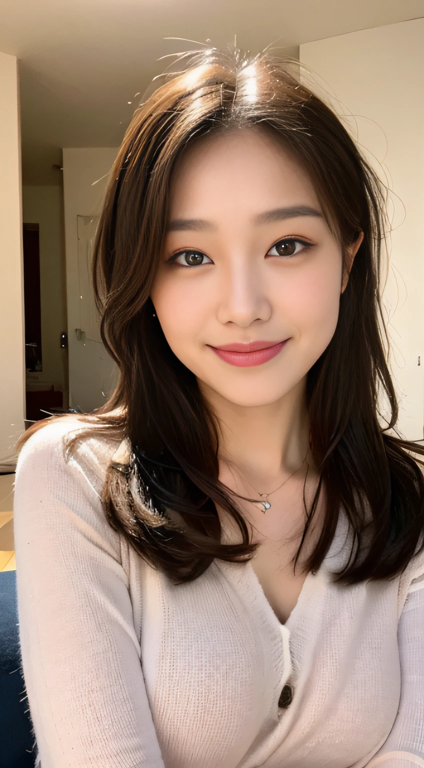 ((Best Quality, 8K, Masterpiece: 1.3)), 1girl, Slim Abs Beauty: 1.3, (Hairstyle Casual, Big Breasts: 1.2), Dress: 1.1, Super Fine Face, Delicate Eyes, Double Eyelids, Smile, Home