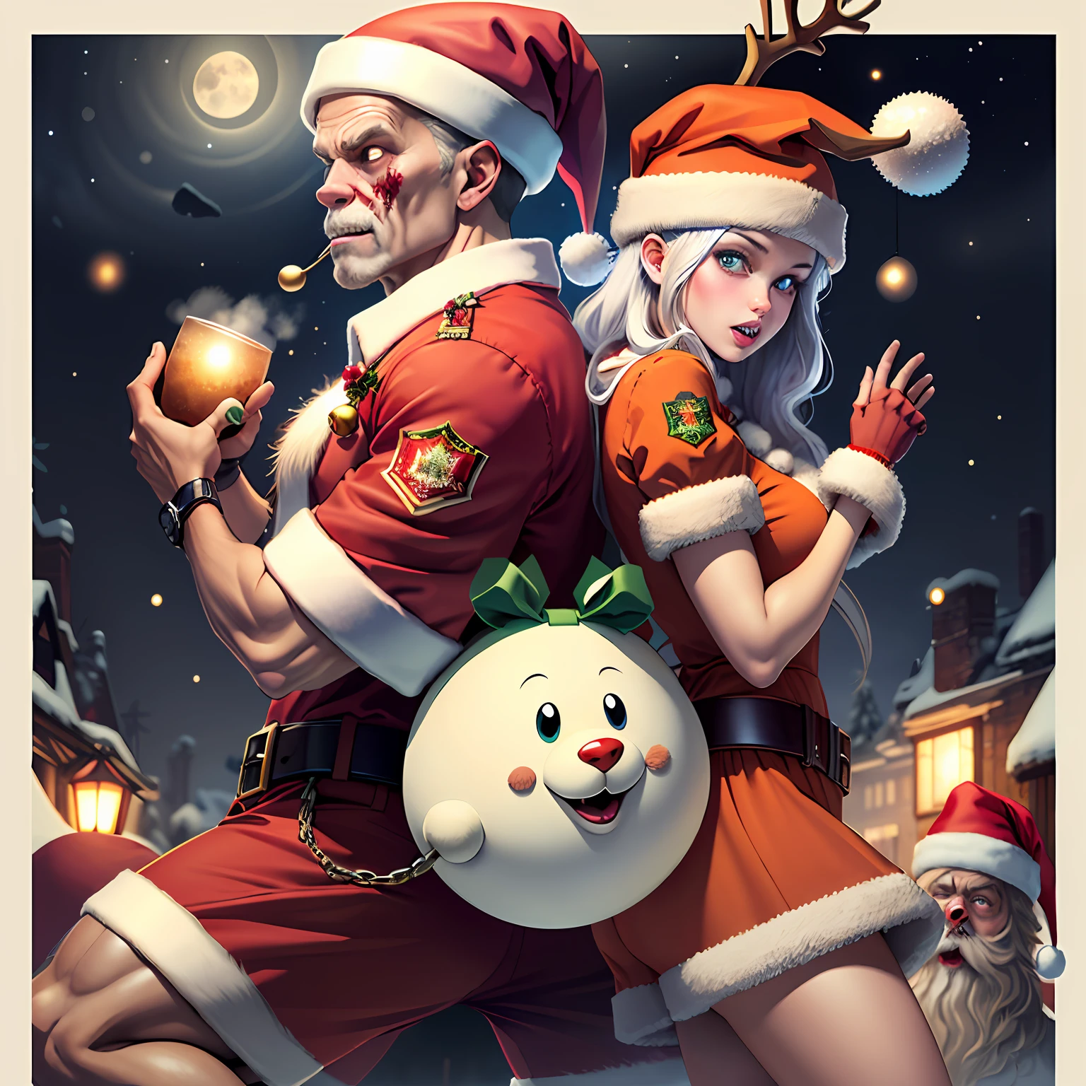 Santa Claus zombie raindeer