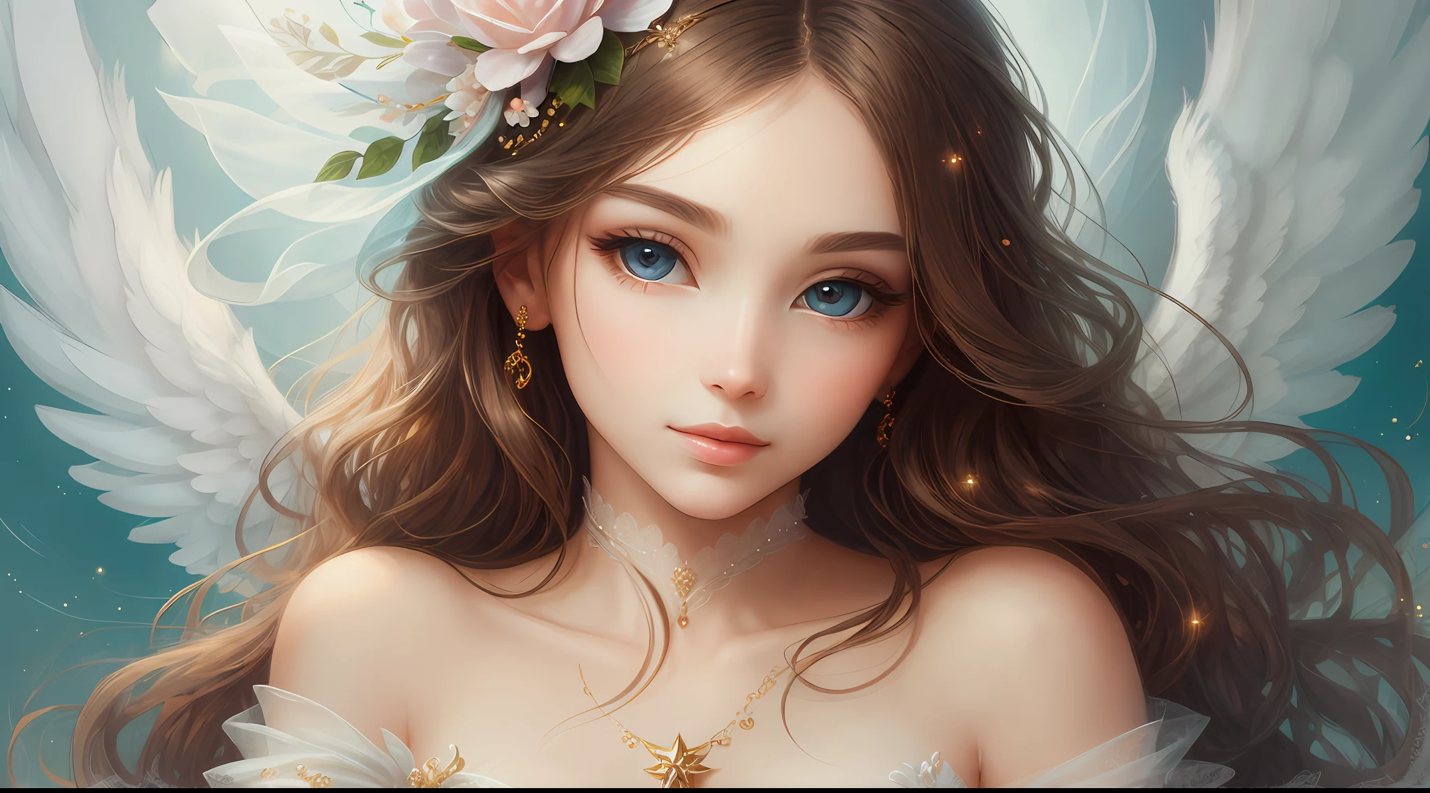 Gracious Angel: Create an angel with an elegant and graceful face. Use delicate strokes, soft contours, and expressive eyes to convey heavenly beauty and grace. --auto --s2
