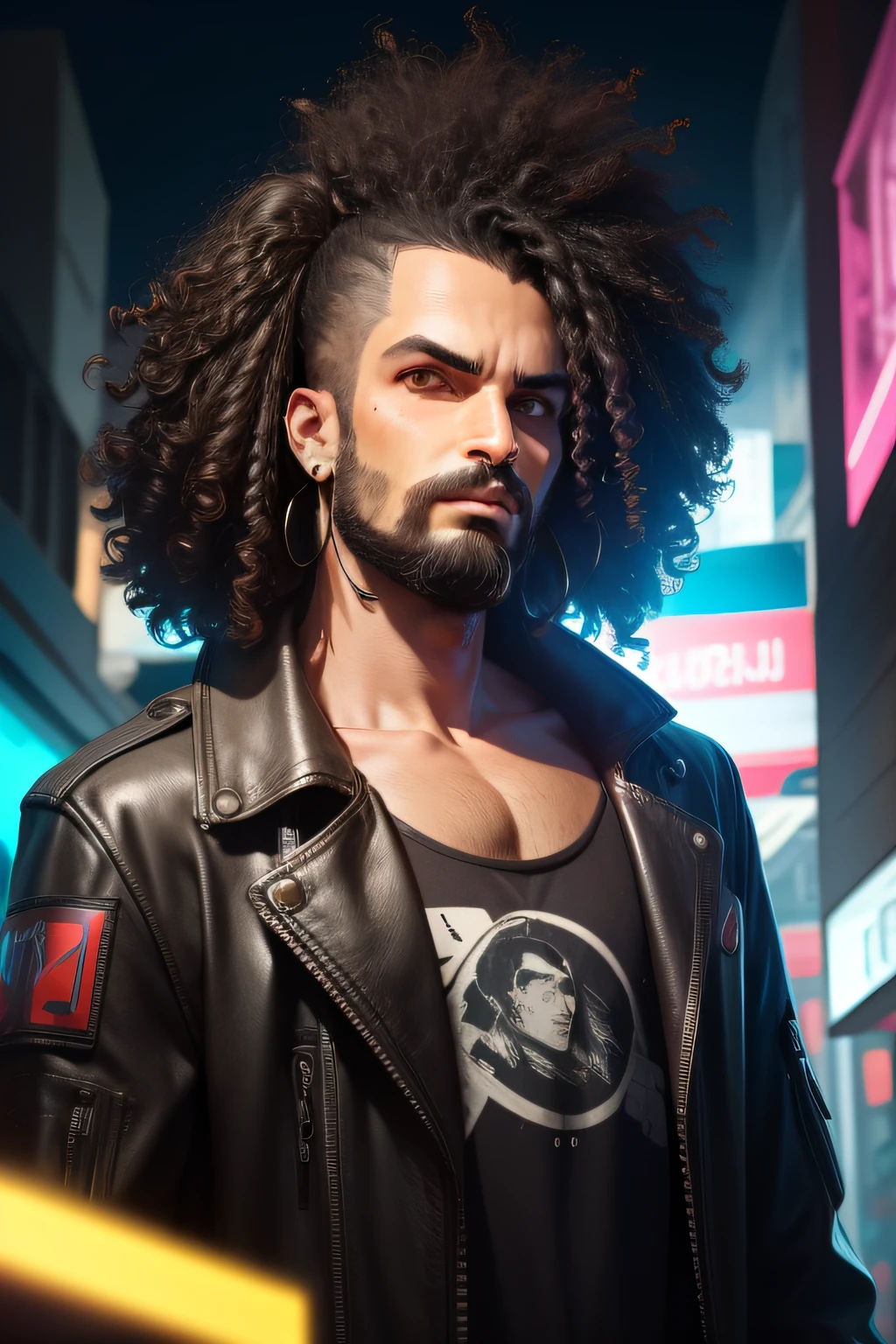 Homem afro, streaming, cyberpunk backdrop