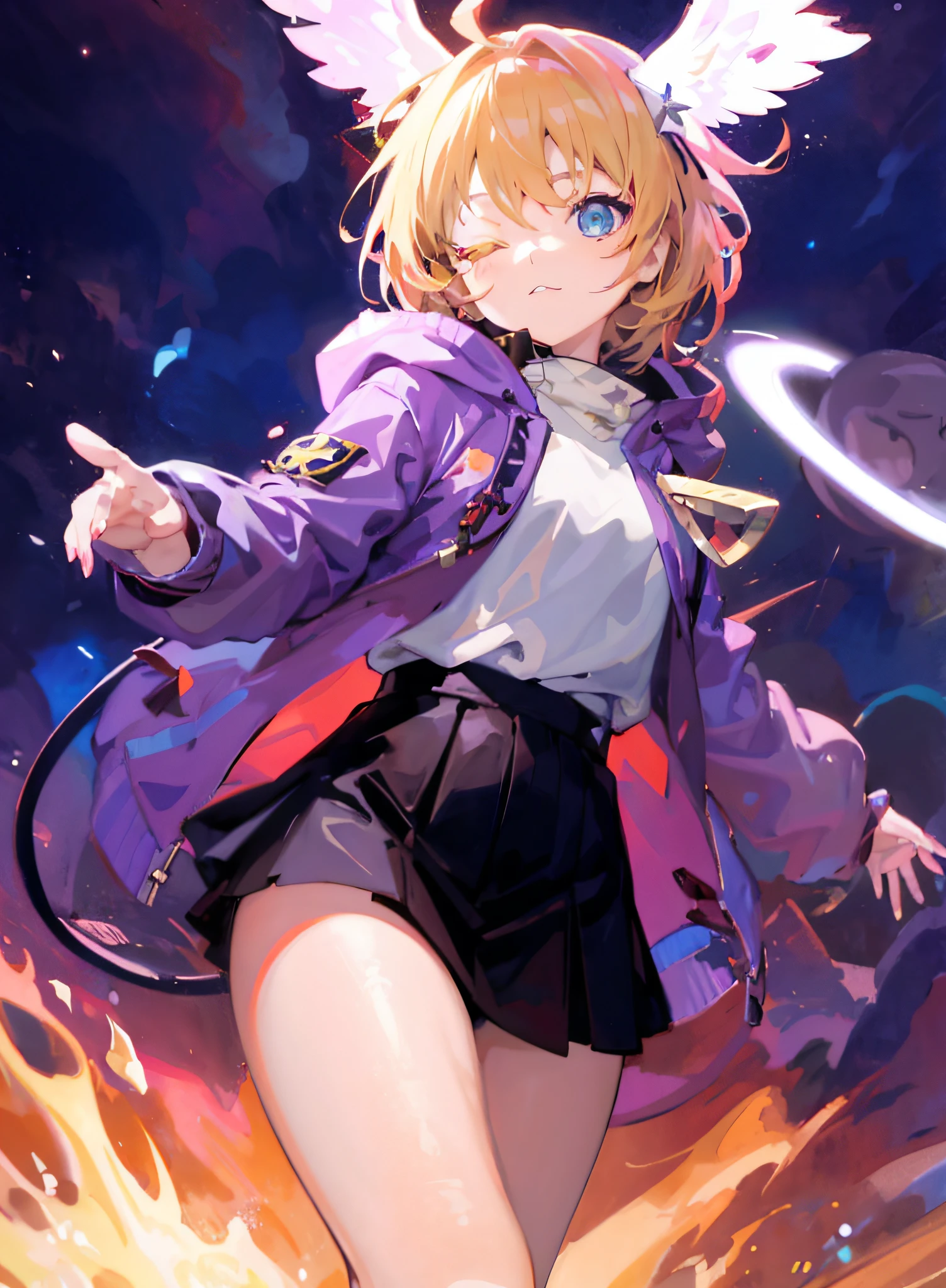 anime girl with angel wings and a purple jacket, anime moe artstyle, alchemist girl, splash art anime loli, zerochan art, portrait anime space cadet girl, female protagonist 👀 :8, ayaka genshin impact, ufotable art style, guweiz on pixiv artstation, anime style 4 k, zerochan