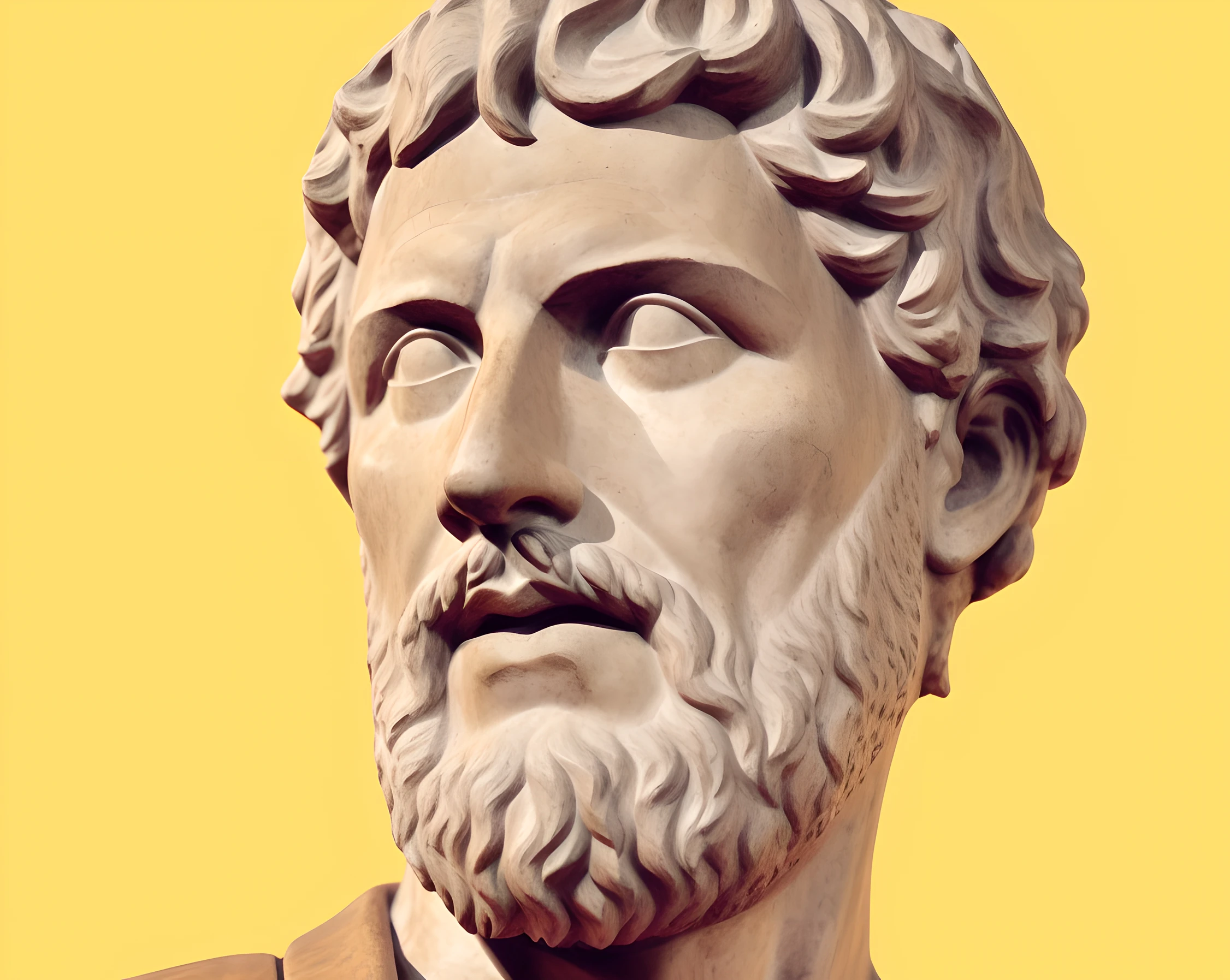 arafed statue of a man with a beard and a beard, eStoic face, eStoic facial expression, Estoicismo, stoic, eStoic attitude, Retrato Zeus, Pose estoica, estoico and calm, um antigo rosto barbudo masculino, por Exekias, inspirado em Exekias, portrait of aristotle, Hefesto