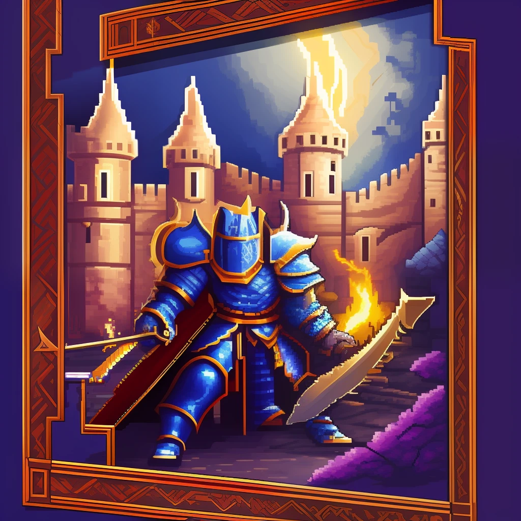 pixel art, old game style, knight attacks demon lord, extremely detailed, best quality, castle --auto --s2