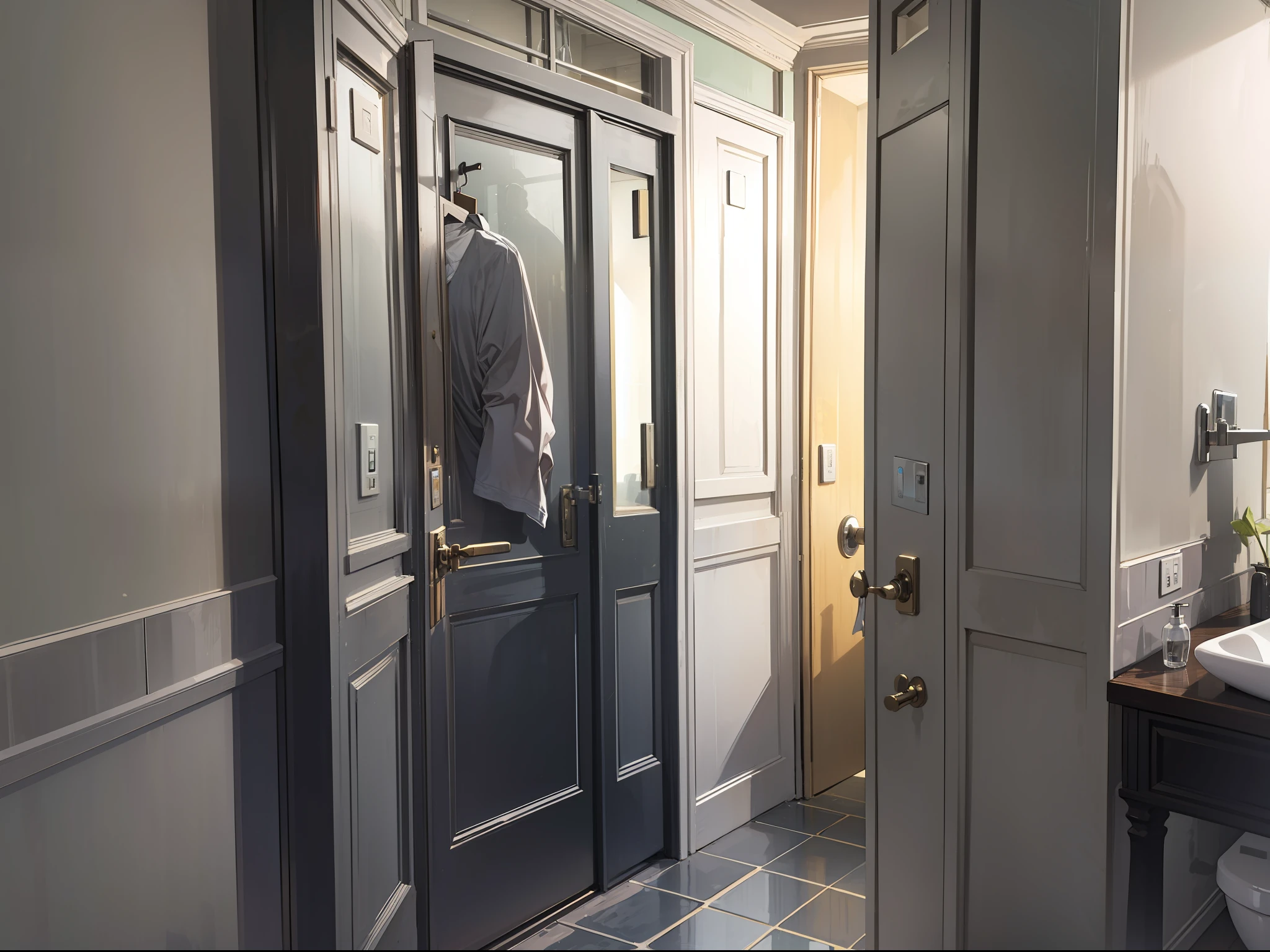 Special display, bathroom door: 1.2, there is a hazy figure, big and tall