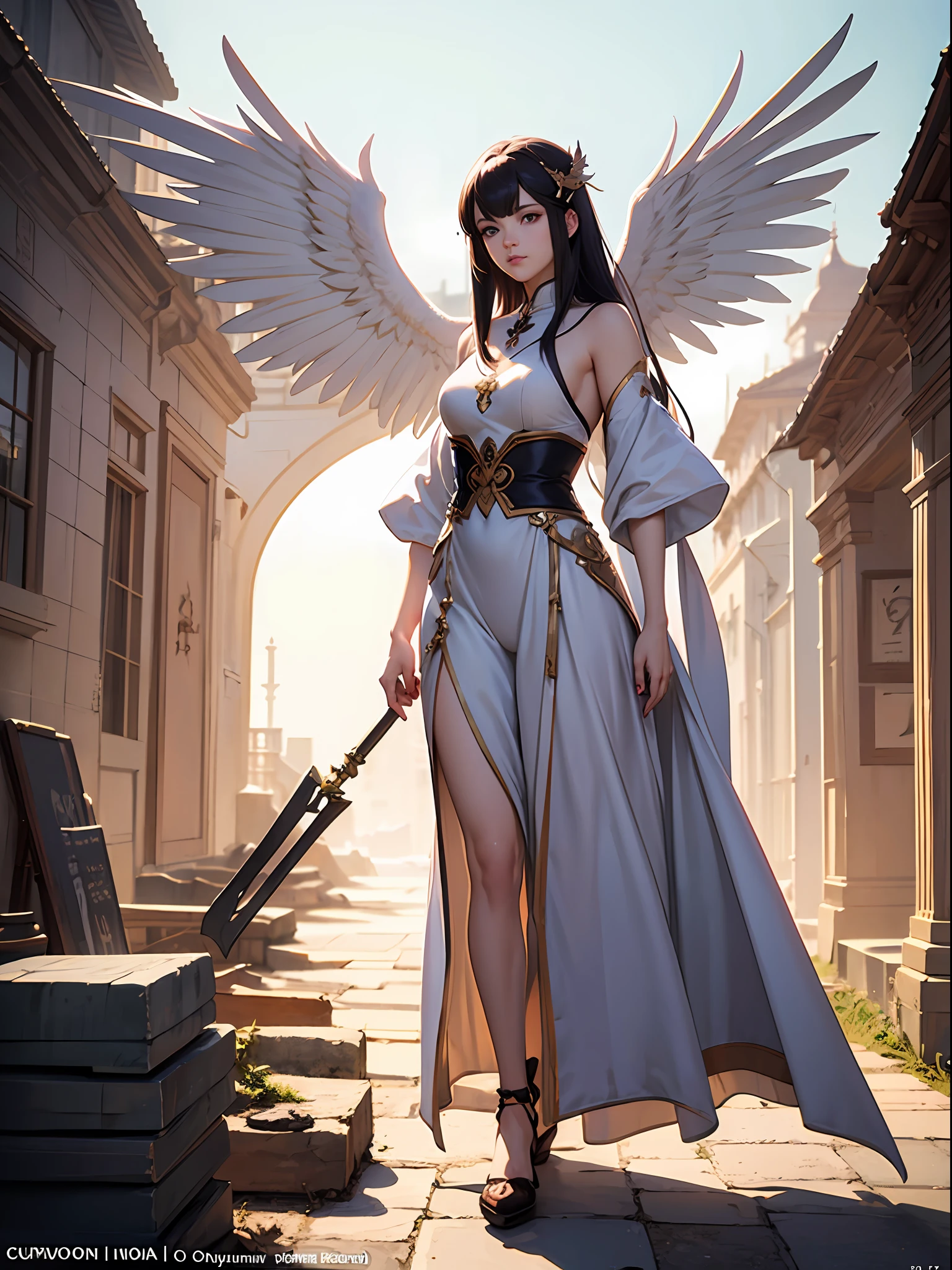 anime girl with long hair and wings in a white dress, anime fantasy illustration, anime fantasy artwork, cushart krenz key art feminine, extremely detailed artgerm, 2. 5 d cgi anime fantasy artwork, ross tran 8 k, artgerm on artstation pixiv, trending on artstation pixiv, guweiz on pixiv artstation