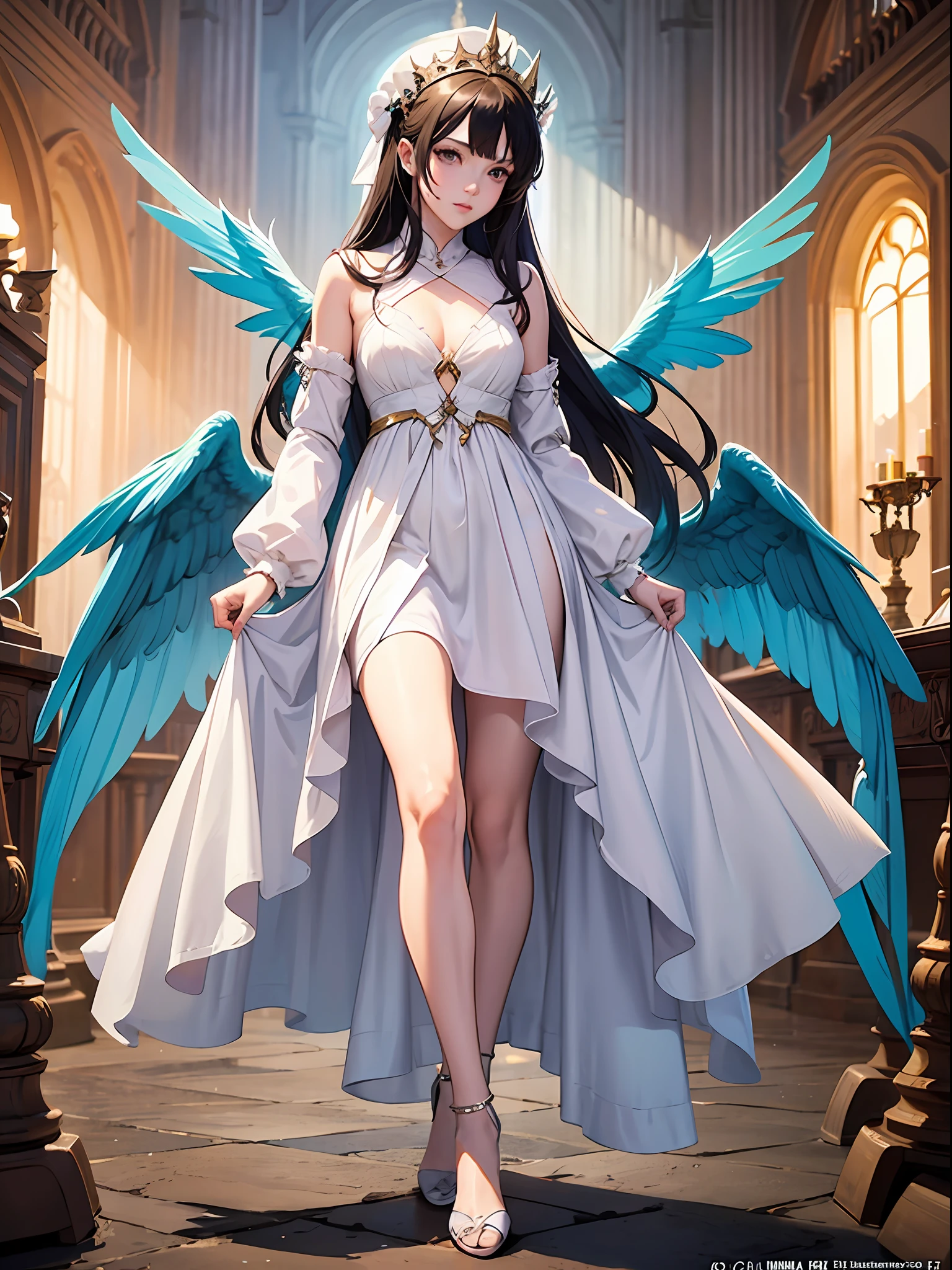 anime girl with long hair and wings in a white dress, anime fantasy illustration, anime fantasy artwork, cushart krenz key art feminine, extremely detailed artgerm, 2. 5 d cgi anime fantasy artwork, ross tran 8 k, artgerm on artstation pixiv, trending on artstation pixiv, guweiz on pixiv artstation