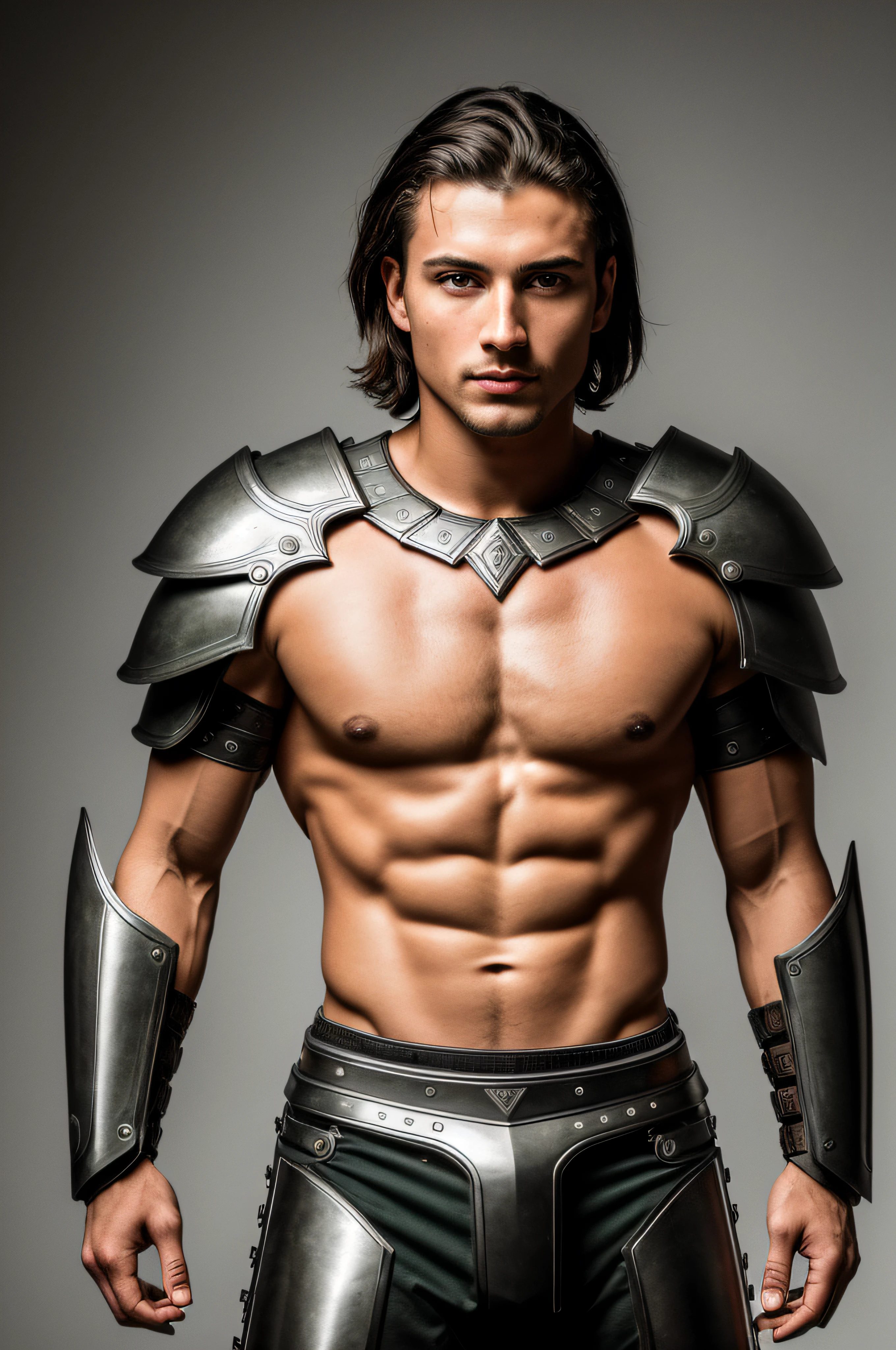 Masterpiece, an insanely handsome young slovak spartan warrior, standing, dark black background, masculine, well endowed, (high detail:1 1), rough face, natural skin, high quality, beautiful eyes, (detailed face and eyes), (face: 1 2), noise, extra, real photo, PSD, lamp film photography, sharp focus, contrast lighting, detailed skin, high resolution 8k, crazy detail, realistic, professional photography, 8k UHD, SLR camera, soft lighting, high quality, film grain, Fujifilm XT3