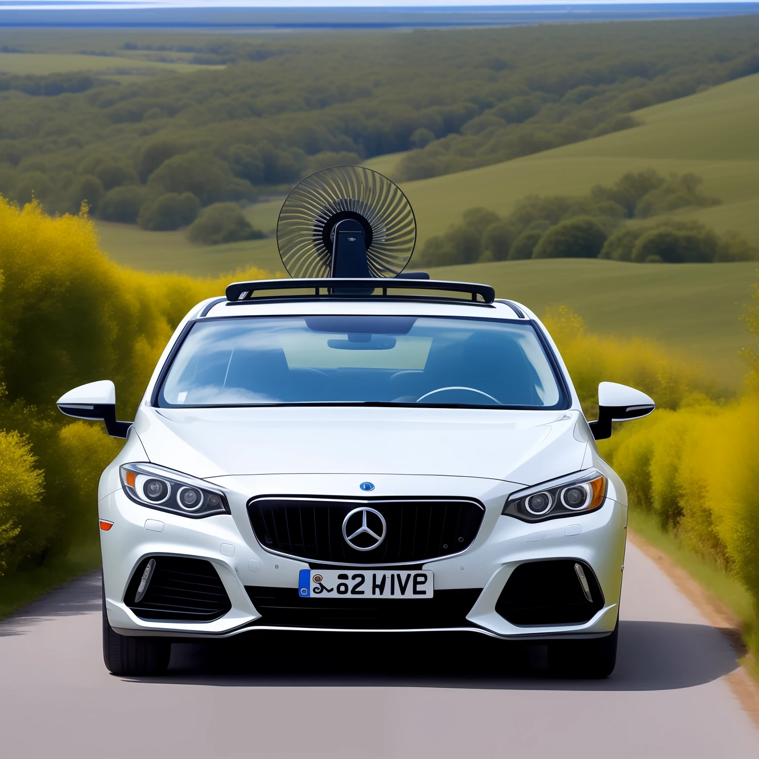 Elices turbine on top of car