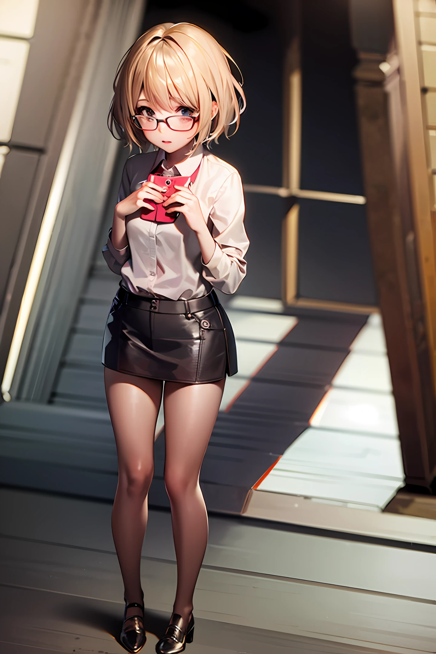 Girl with glasses scientist