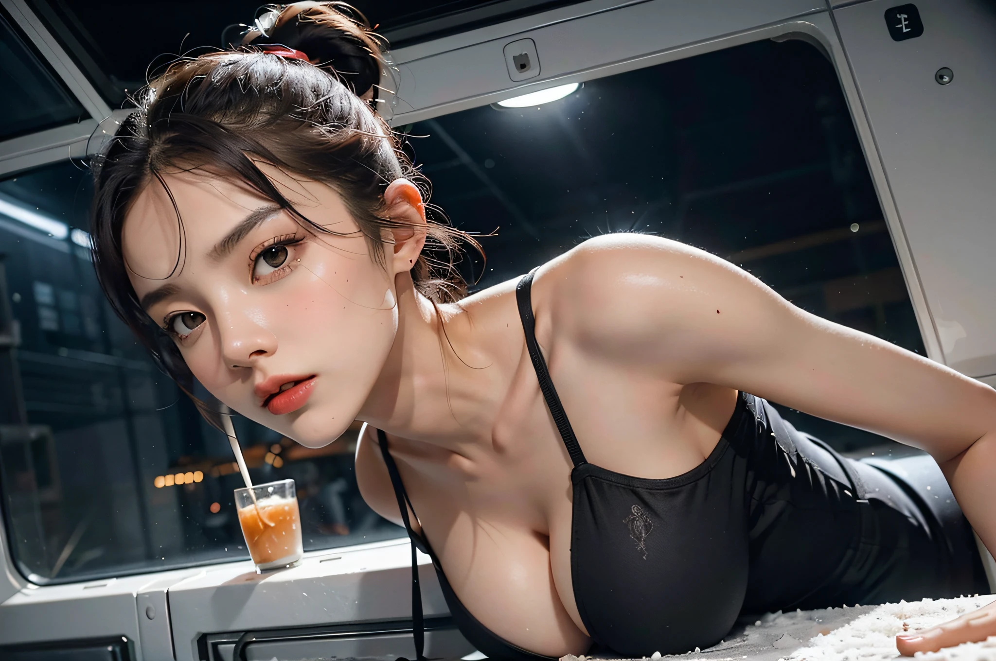 Beautiful woman, beautiful body, sexy expression, (black underwear: 4.5), hot spring at night, pinching, milking, trained, masturbation, topless, naked, beautiful arms, milky way, masturbator, looking for a boyfriend, raw undressing, space, holding back pee, underground idol, secret hot spring, meteor rain, snow, space travel, huge breasts, spaceship command room, air traffic control room, planet seen from the window, night pool, Gymnastics, space base, push-ups