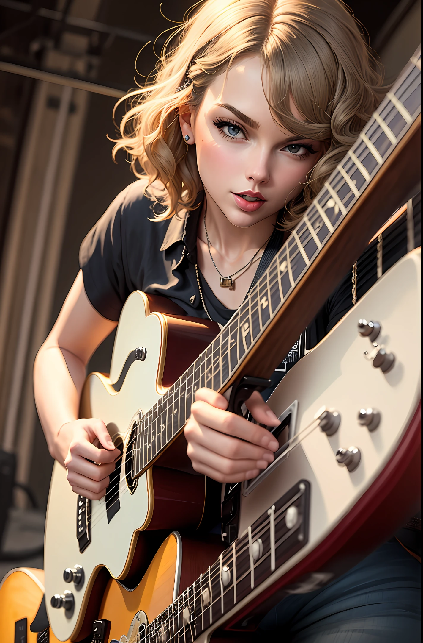 Taylor swift photo realist show play guitar