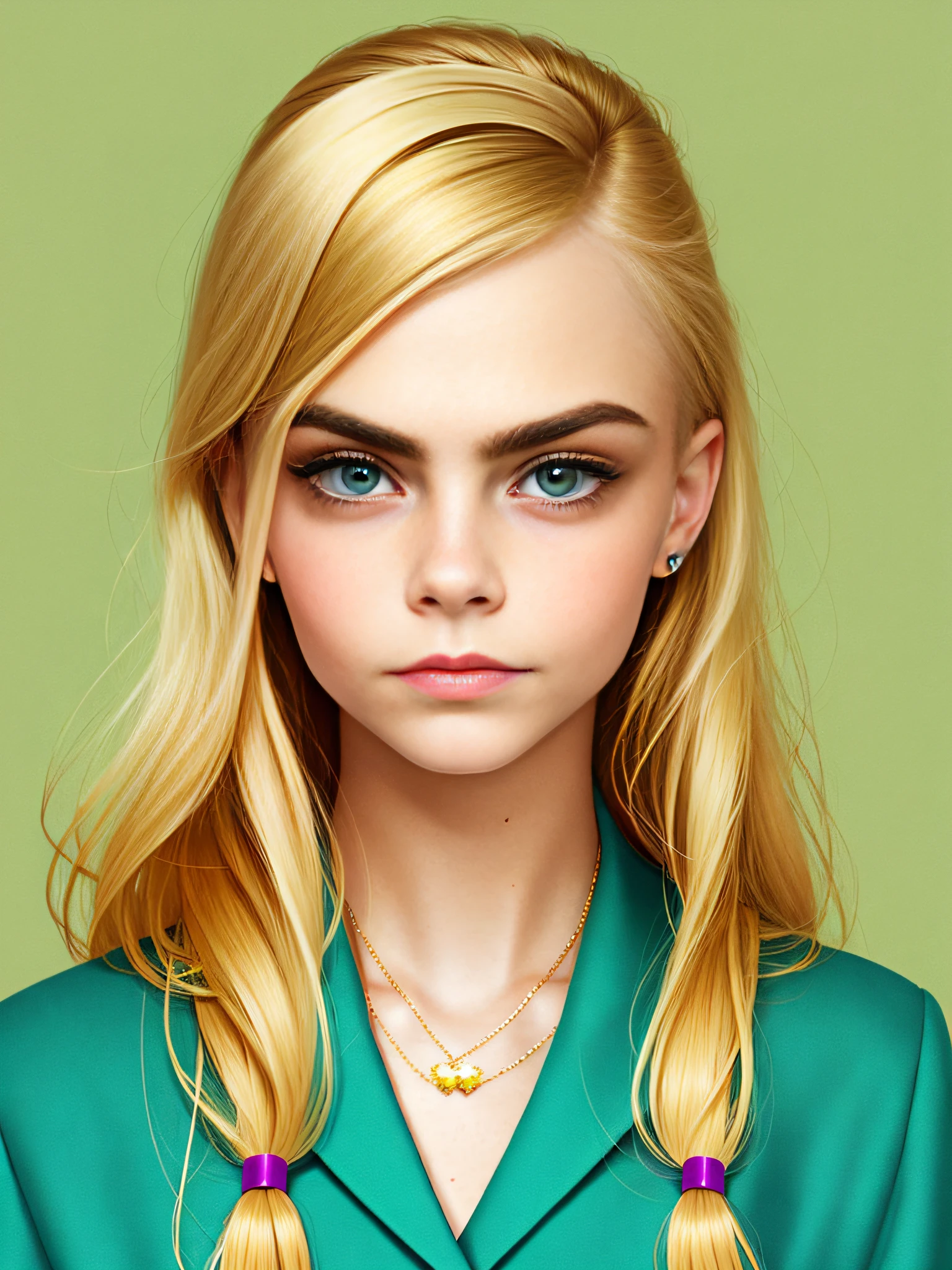analog style portrait of a cute Cara Delevingne with blonde hair