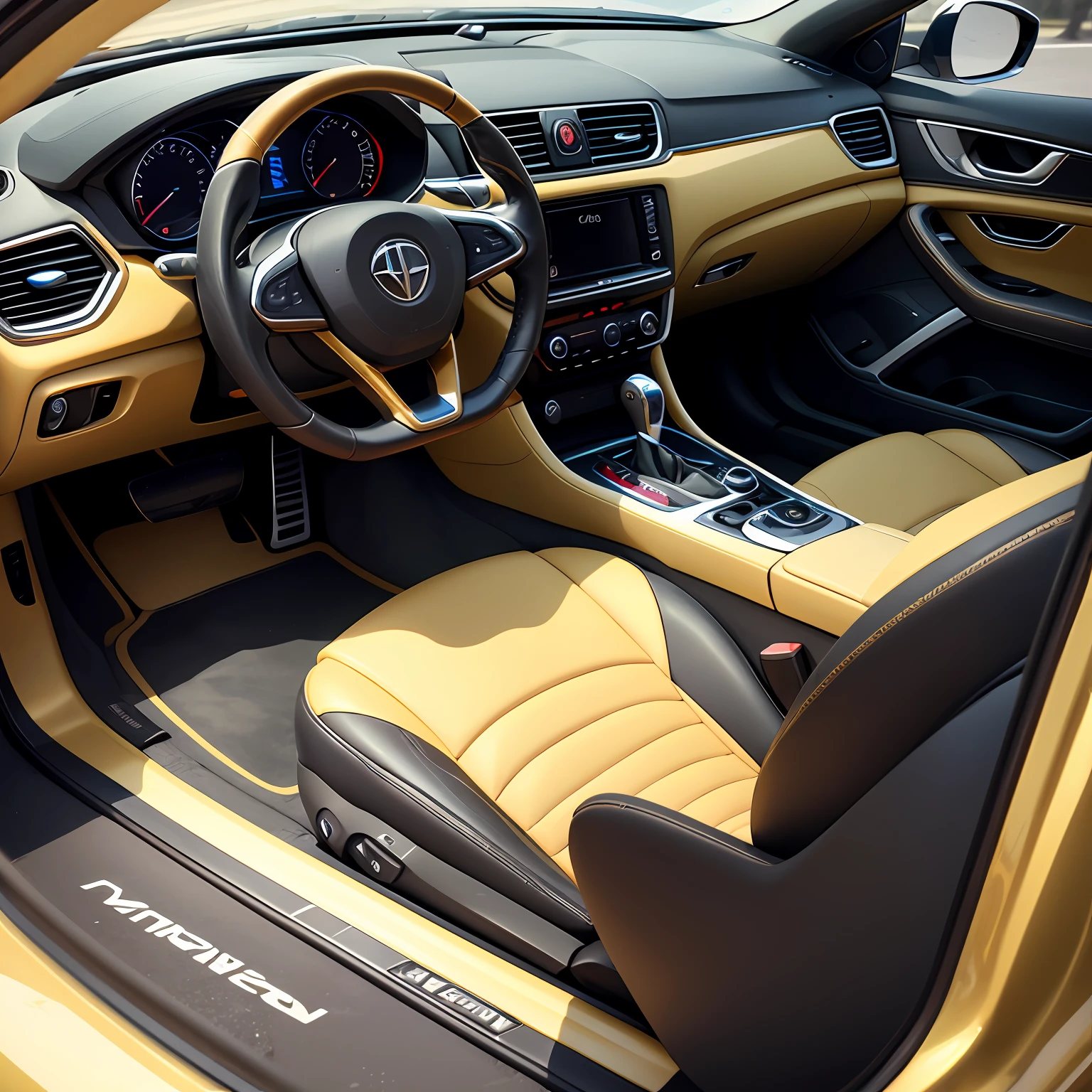 a sophisticated car of attractive color well flashy sport full of technology of latest generation golden color --auto