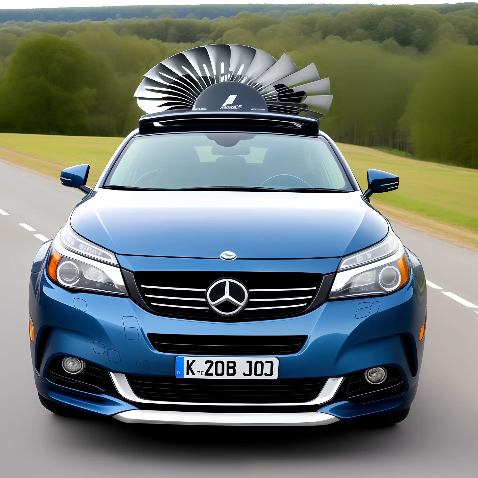 Elices turbine on top of car