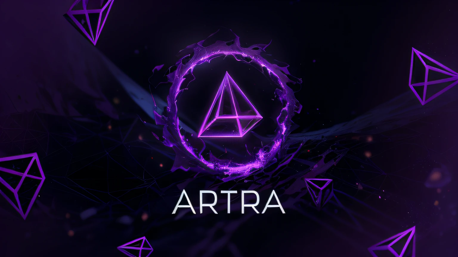 a close up of a purple logo with a circle of triangles, artstation 4k, 8 k hd wallpaperjpeg artifact, 8k hd wallpaperjpeg artifact, Artstation, artgerm ; 3d unreal engine, promo art, album art, artstation hq, ”ultra realistic, artifact dota2, featured in artstation