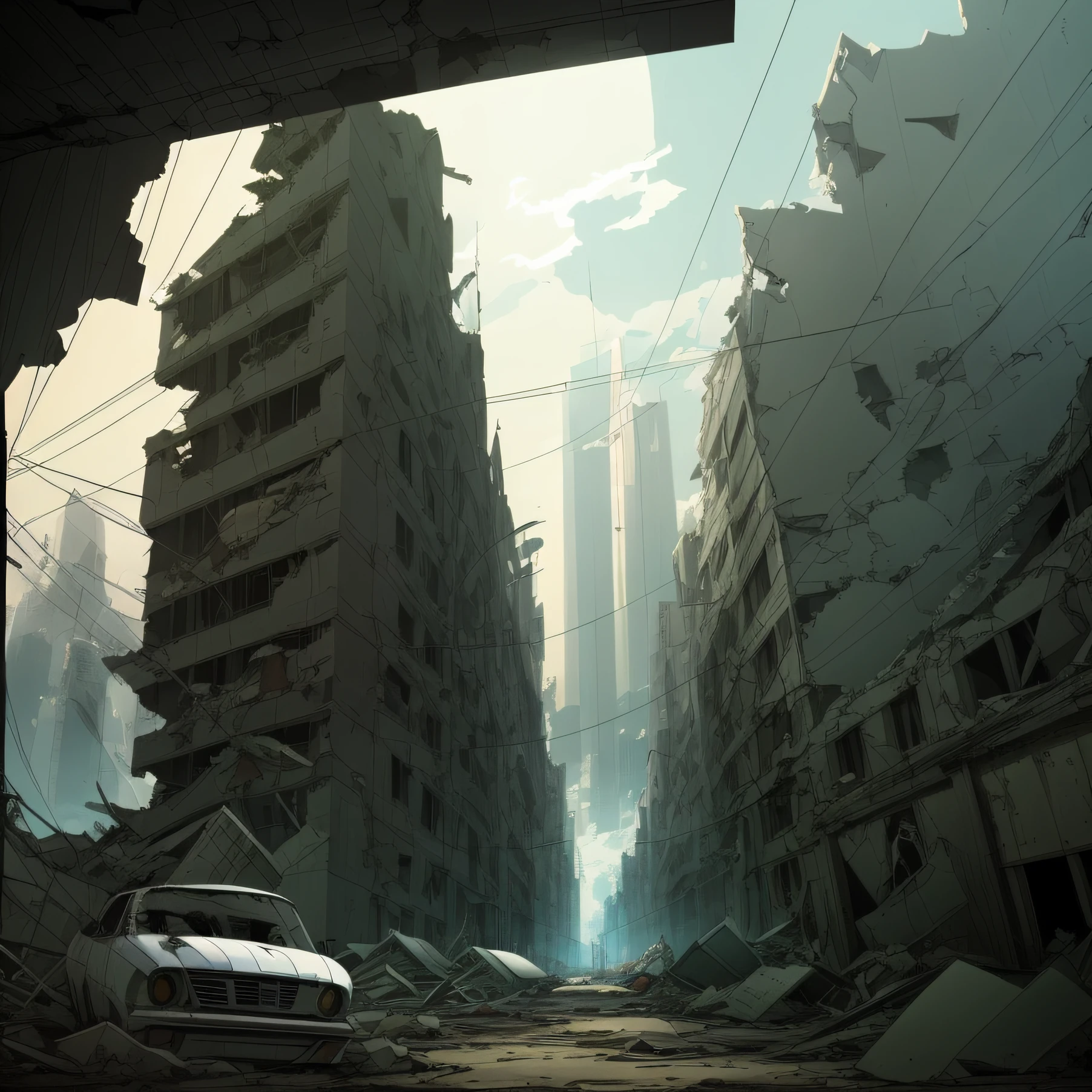 "A destroyed city in anime style." --auto