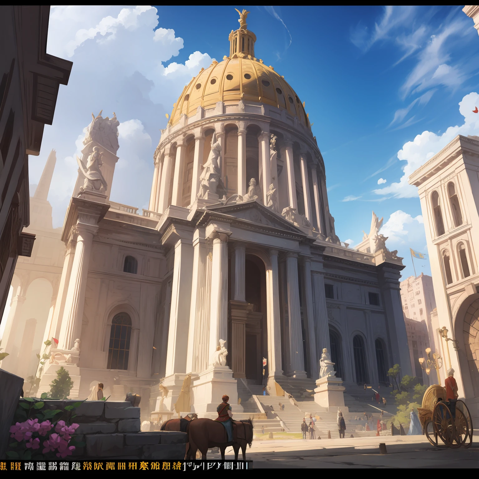 Create a scenario of an ancient city, Close to the year when Nero was emperor of Rome, com cores de tom claro --auto