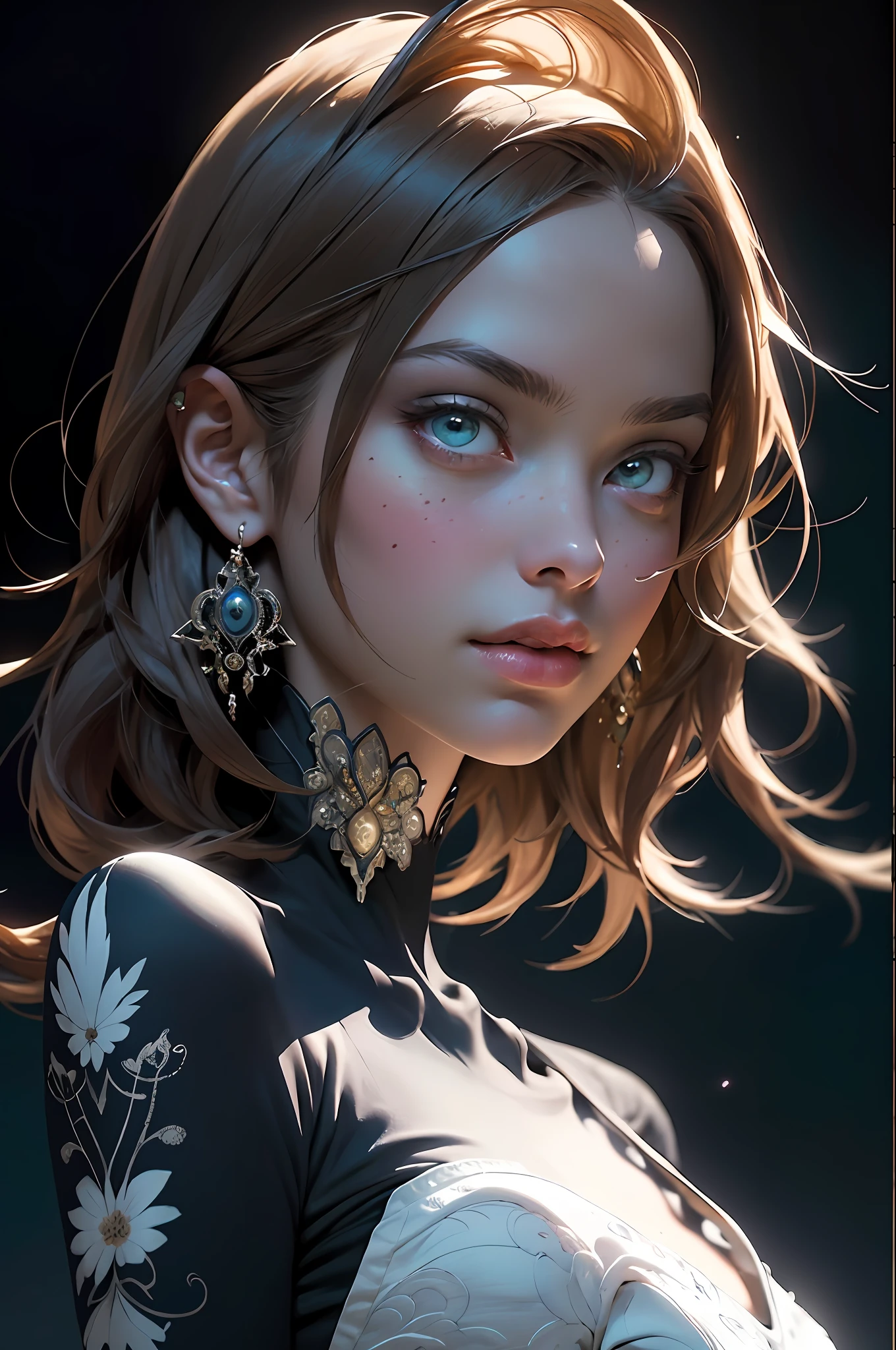(((masterpiece))), (((best quality))), ((ultra-detailed)), (hyperrealistic), (highly detailed CG illustration), ((an extremely delicate and beautiful)),cinematic light, Create a stunning anime artwork that is currently trending on ArtStation, showcasing exquisite beauty and captivating aesthetics. The art piece should be highly detailed, featuring a compelling character and a visually appealing environment. The character in the artwork is a graceful and enchanting figure, radiating an aura of elegance. Pay close attention to intricate facial features, such as mesmerizing eyes with vibrant colors and delicate shading. The character's clothing should be designed with elaborate patterns, flowing fabrics, and rich textures, reflecting a blend of fantasy and contemporary fashion. Place the character in a captivating environment that enhances the overall appeal of the artwork. It could be a breathtaking natural landscape, a bustling futuristic cityscape, or a mystical realm filled with magical elements. Incorporate vibrant colors, dynamic lighting, and detailed background elements to create a sense of depth and immersion. Consider the latest trends in anime art, such as incorporating unique lighting effects, exploring creative composition techniques, or experimenting with unconventional color palettes. Take inspiration from the top artists on ArtStation and their exceptional execution of various art styles and themes. Camera: Choose an angle that highlights the character's beauty and the immersive environment. Lighting: Utilize atmospheric lighting techniques to create depth and mood. Resolution: Aim for a high-resolution artwork to showcase intricate details and clarity. Art Inspirations: Seek inspiration from the trending artists on ArtStation, exploring different styles, genres, and themes.