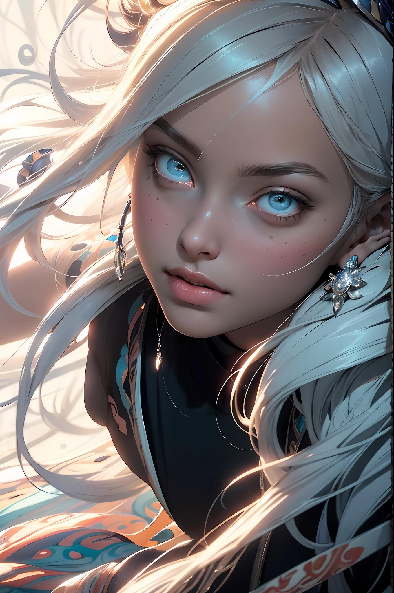(((masterpiece))), (((best quality))), ((ultra-detailed)), (hyperrealistic), (highly detailed CG illustration), ((an extremely delicate and beautiful)),cinematic light, Create a stunning anime artwork that is currently trending on ArtStation, showcasing exquisite beauty and captivating aesthetics. The art piece should be highly detailed, featuring a compelling character and a visually appealing environment. The character in the artwork is a graceful and enchanting figure, radiating an aura of elegance. Pay close attention to intricate facial features, such as mesmerizing eyes with vibrant colors and delicate shading. The character's clothing should be designed with elaborate patterns, flowing fabrics, and rich textures, reflecting a blend of fantasy and contemporary fashion. Place the character in a captivating environment that enhances the overall appeal of the artwork. It could be a breathtaking natural landscape, a bustling futuristic cityscape, or a mystical realm filled with magical elements. Incorporate vibrant colors, dynamic lighting, and detailed background elements to create a sense of depth and immersion. Consider the latest trends in anime art, such as incorporating unique lighting effects, exploring creative composition techniques, or experimenting with unconventional color palettes. Take inspiration from the top artists on ArtStation and their exceptional execution of various art styles and themes. Camera: Choose an angle that highlights the character's beauty and the immersive environment. Lighting: Utilize atmospheric lighting techniques to create depth and mood. Resolution: Aim for a high-resolution artwork to showcase intricate details and clarity. Art Inspirations: Seek inspiration from the trending artists on ArtStation, exploring different styles, genres, and themes.