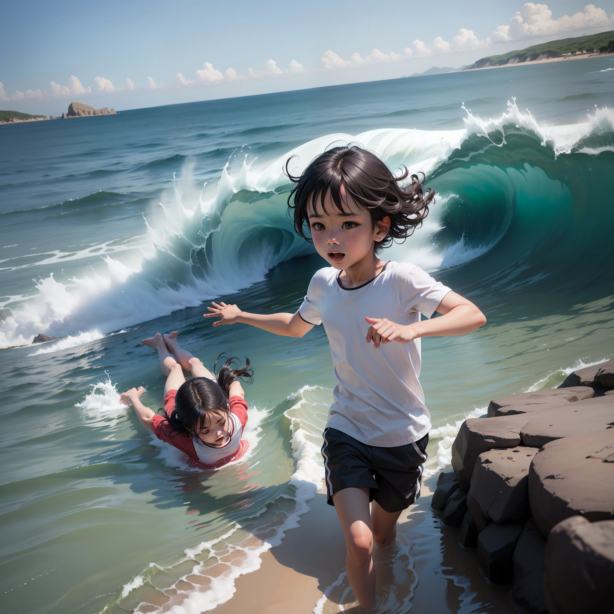 Photo of children playing in the sea --auto