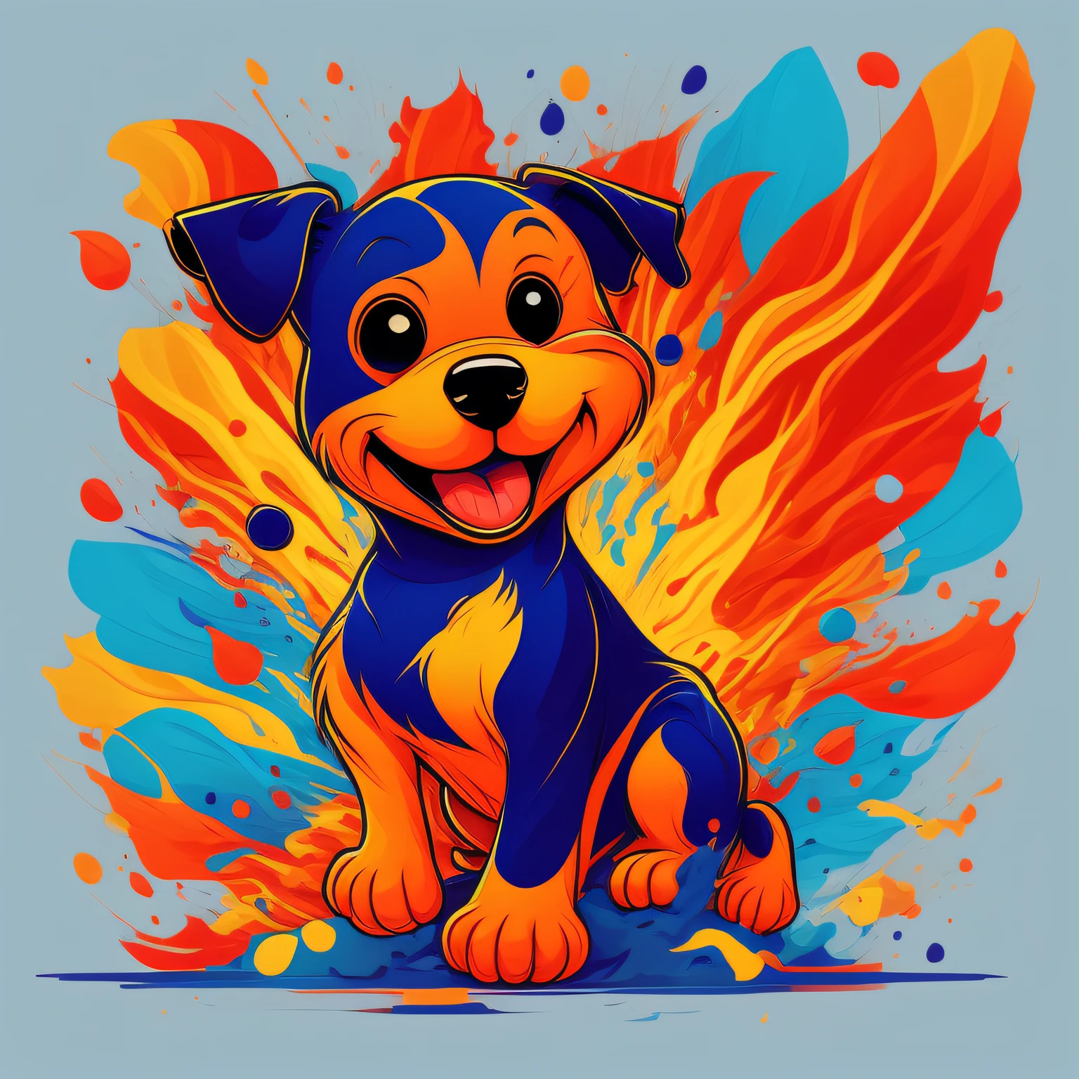 Arte: 2D
Fundo: Preto
Estilo: Vetor
Cores: A combination of vibrant colors to convey joy and energy. Sugiro tons de amarelo, orange and blue to highlight the dog and the scenery.
Personagem: Um Parson Russell Terrier correndo alegremente no parque.
Character Features: Pelo branco e curto, orelhas ao vento, Tongue from outside and an expression of happiness.
Tema: The Parson Russell Terrier making the most of its time in the park, conveying a sense of fun and excitement.
Efeitos de luz: Intense sun rays illuminating the moving dog, creating a bright and dynamic light effect.
Alta qualidade: The print will be detailed and sharp, with precise strokes and vibrant colors.
Detalhes: Elements of the park's scenery will be incorporated, like trees, grama, flowers and maybe even some people throwing a ball or playing with the dog.
Artista famoso: The style of the print will be inspired by the work of Ron Burns, an artist known for his expressive depictions of animals in motion