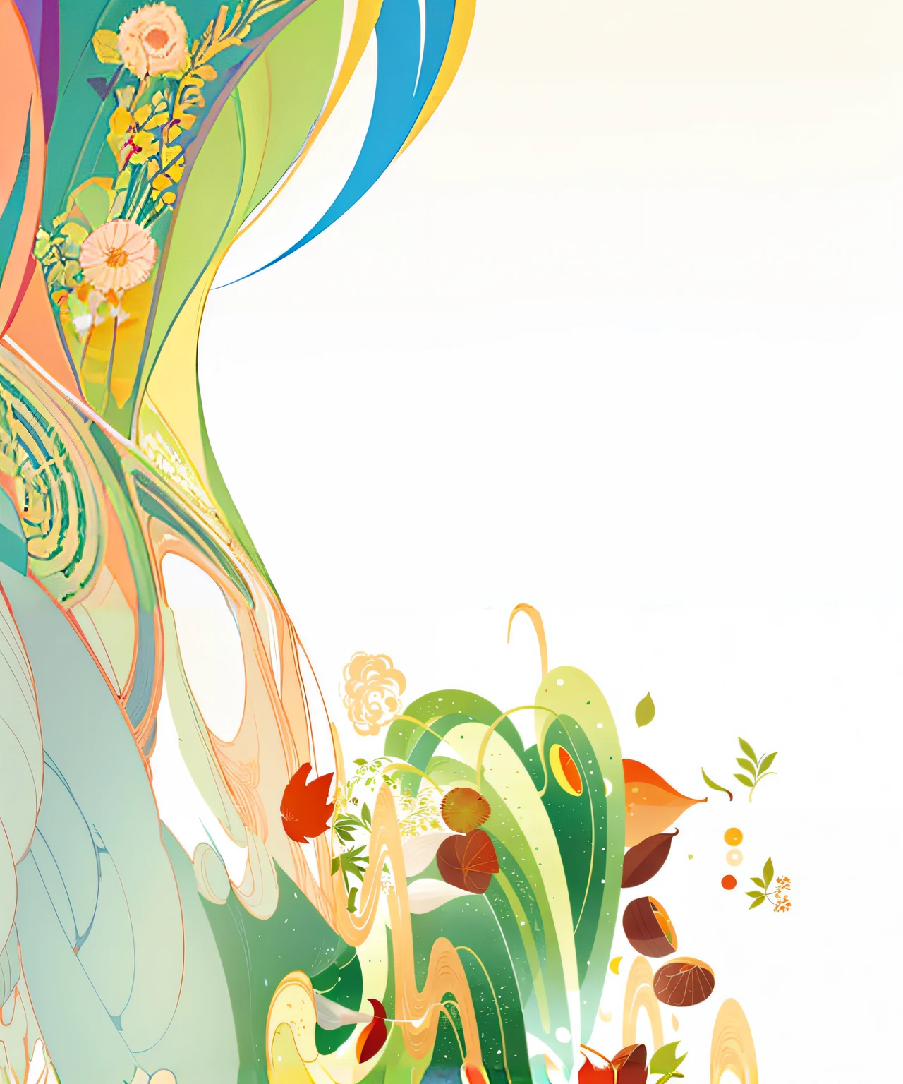 There is a picture with a colorful background，There are birds and flowers, Adobe Illustrator Art, a beautiful artwork illustration, exquisite digital illustration, color illustration, full color illustration, multicolored vector art, courful illustration, fabulous illustrations, very coherent stylized artwork, color illustration, illustrator vector graphics, color illustration, colorful vector illustration, organic flowing background