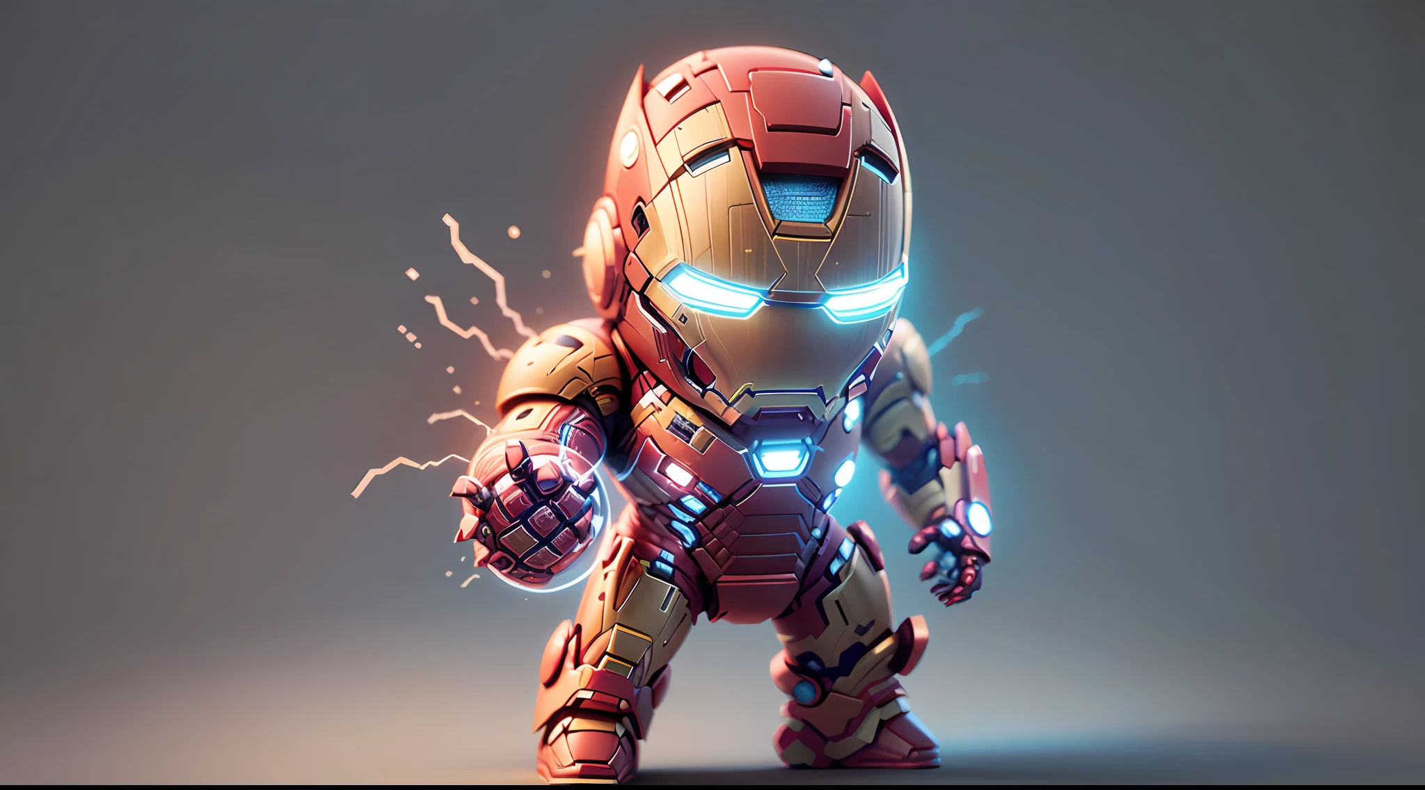 a cute Iron Man Tony Stark toy, standing character, soft smooth lighting, soft pastel colors, Skottie Young, 3D Blender render, polycount, modular constructivism, pop surrealism, physically based rendering, square image --auto --s2