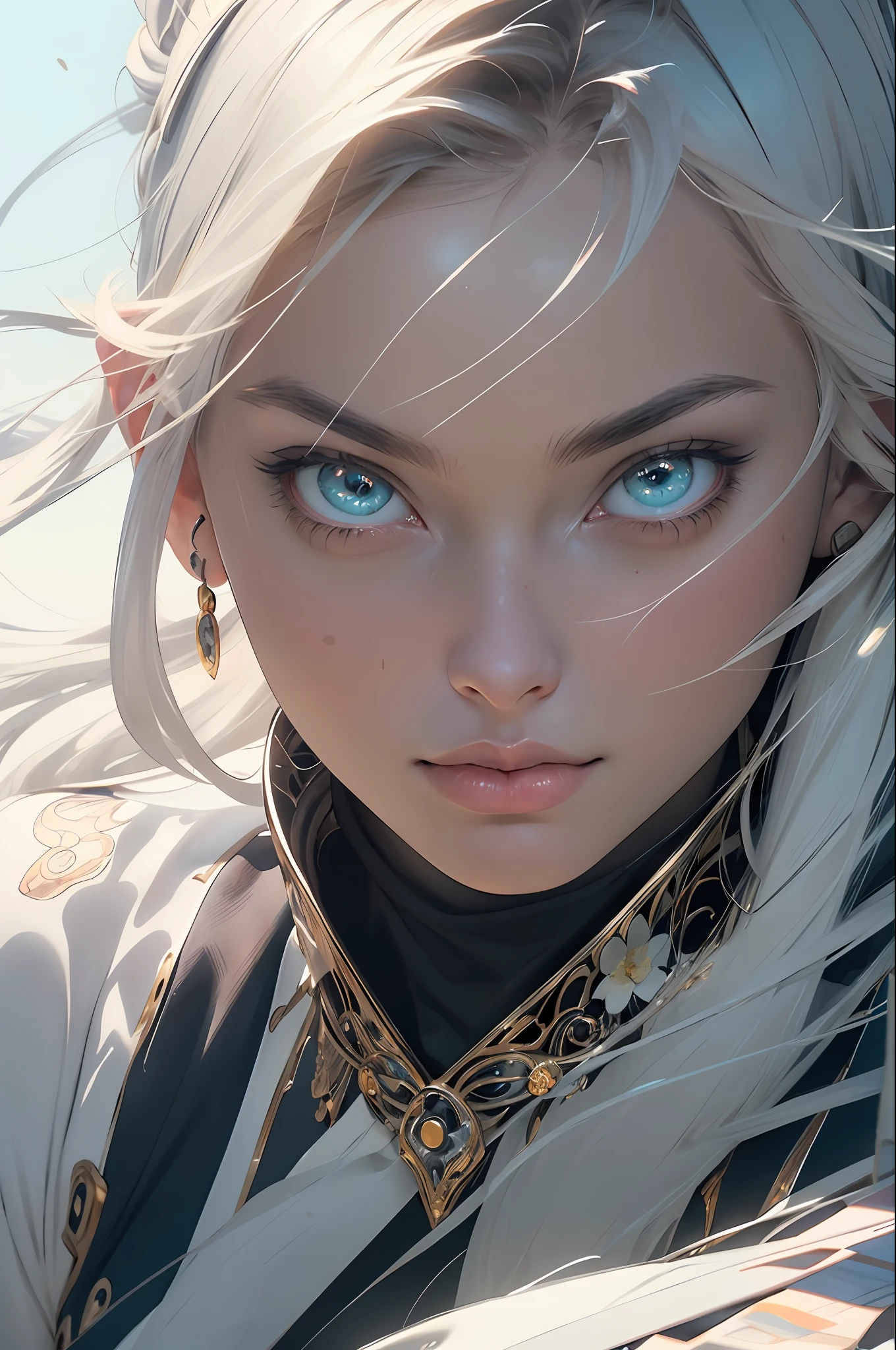 (((masterpiece))), (((best quality))), ((ultra-detailed)), (hyperrealistic), (highly detailed CG illustration), ((an extremely delicate and beautiful)),cinematic light, Create a stunning anime artwork that is currently trending on ArtStation, showcasing exquisite beauty and captivating aesthetics. The art piece should be highly detailed, featuring a compelling character and a visually appealing environment. The character in the artwork is a graceful and enchanting figure, radiating an aura of elegance. Pay close attention to intricate facial features, such as mesmerizing eyes with vibrant colors and delicate shading. The character's clothing should be designed with elaborate patterns, flowing fabrics, and rich textures, reflecting a blend of fantasy and contemporary fashion. Place the character in a captivating environment that enhances the overall appeal of the artwork. It could be a breathtaking natural landscape, a bustling futuristic cityscape, or a mystical realm filled with magical elements. Incorporate vibrant colors, dynamic lighting, and detailed background elements to create a sense of depth and immersion. Consider the latest trends in anime art, such as incorporating unique lighting effects, exploring creative composition techniques, or experimenting with unconventional color palettes. Take inspiration from the top artists on ArtStation and their exceptional execution of various art styles and themes. Camera: Choose an angle that highlights the character's beauty and the immersive environment. Lighting: Utilize atmospheric lighting techniques to create depth and mood. Resolution: Aim for a high-resolution artwork to showcase intricate details and clarity. Art Inspirations: Seek inspiration from the trending artists on ArtStation, exploring different styles, genres, and themes.