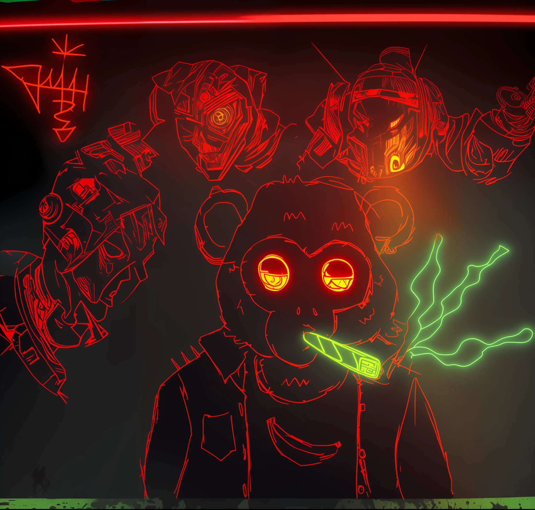 Macaco Cyberpunk estilo anime